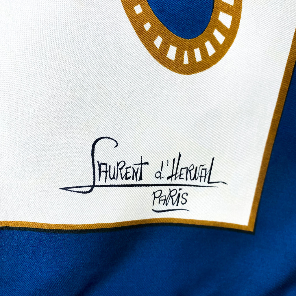 1970s Laurent D’ Herval French Vintage Silk Scarf