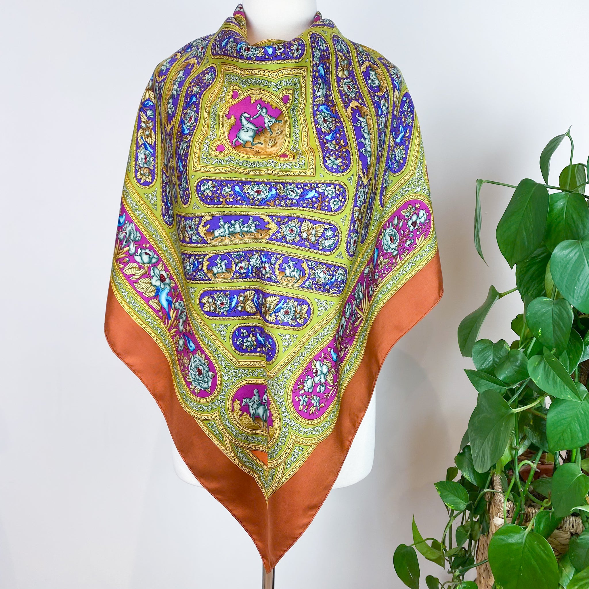 Boxed Hermes Qalamdan Vintage Silk Scarf