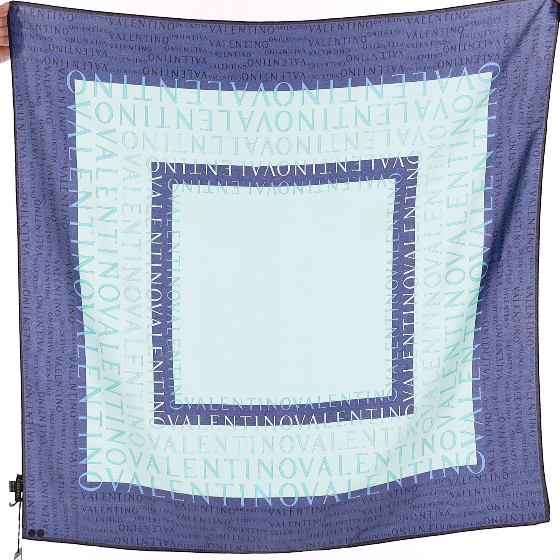 Brand New Valentino Blue Designer Silk Scarf
