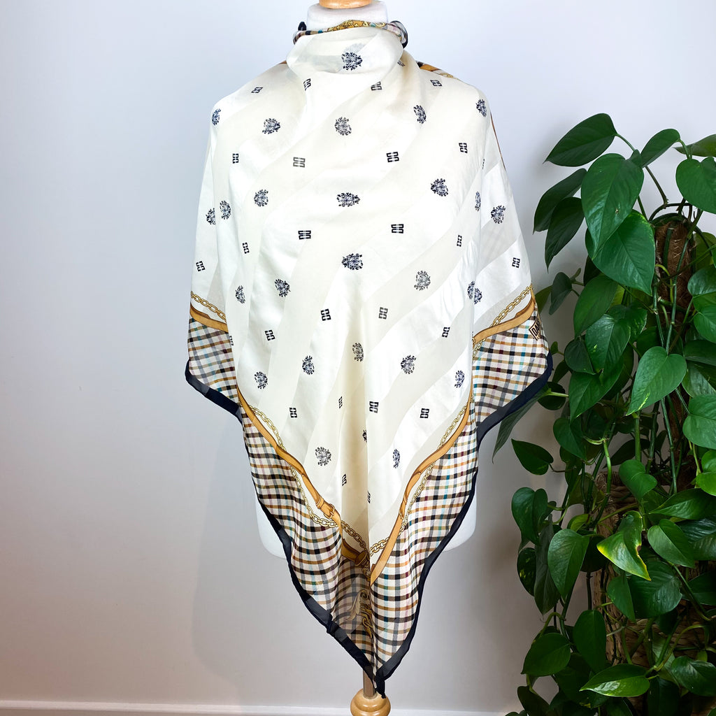 Large Daks Chiffon Vintage Silk Scarf