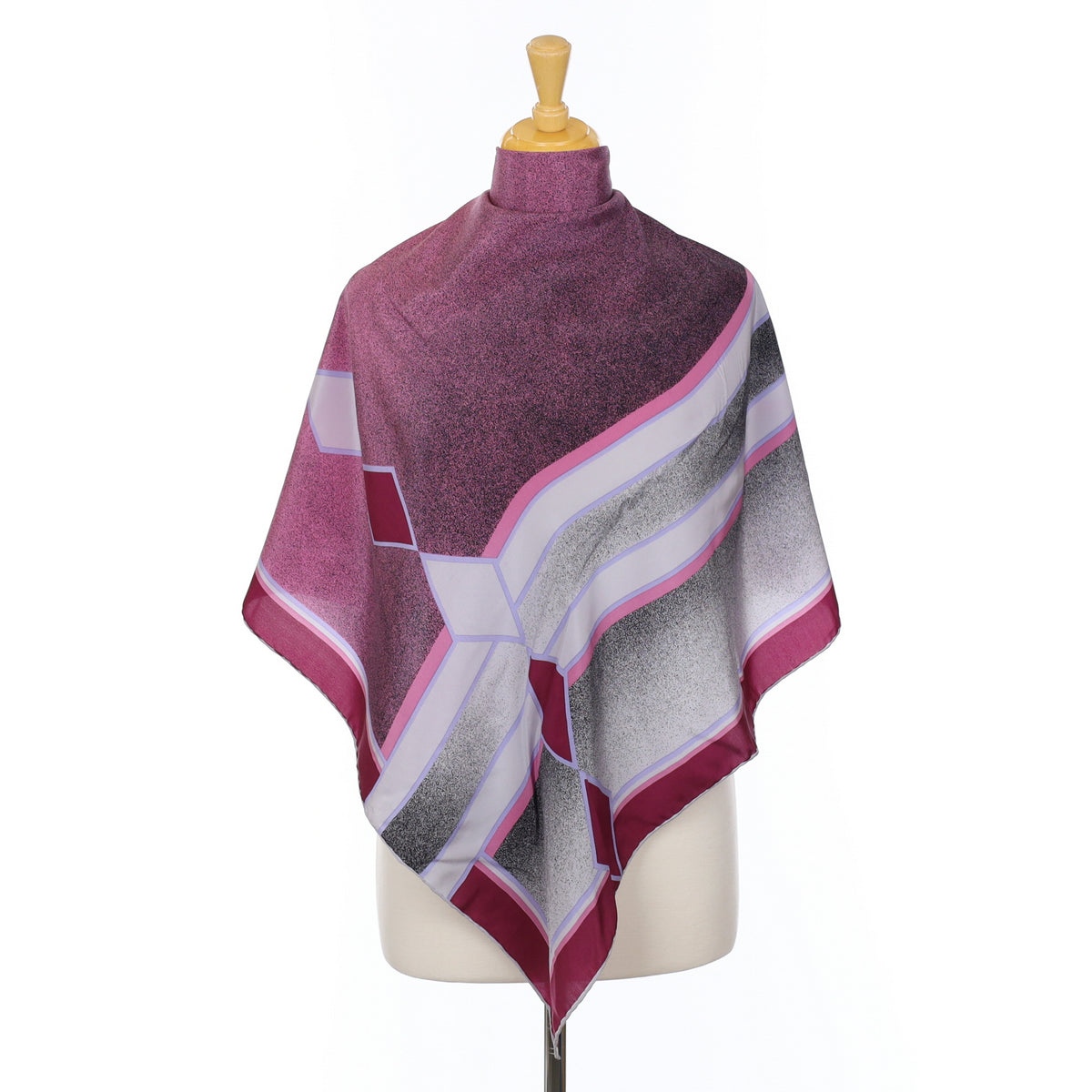 Pink and Grey Vintage Silk Scarf