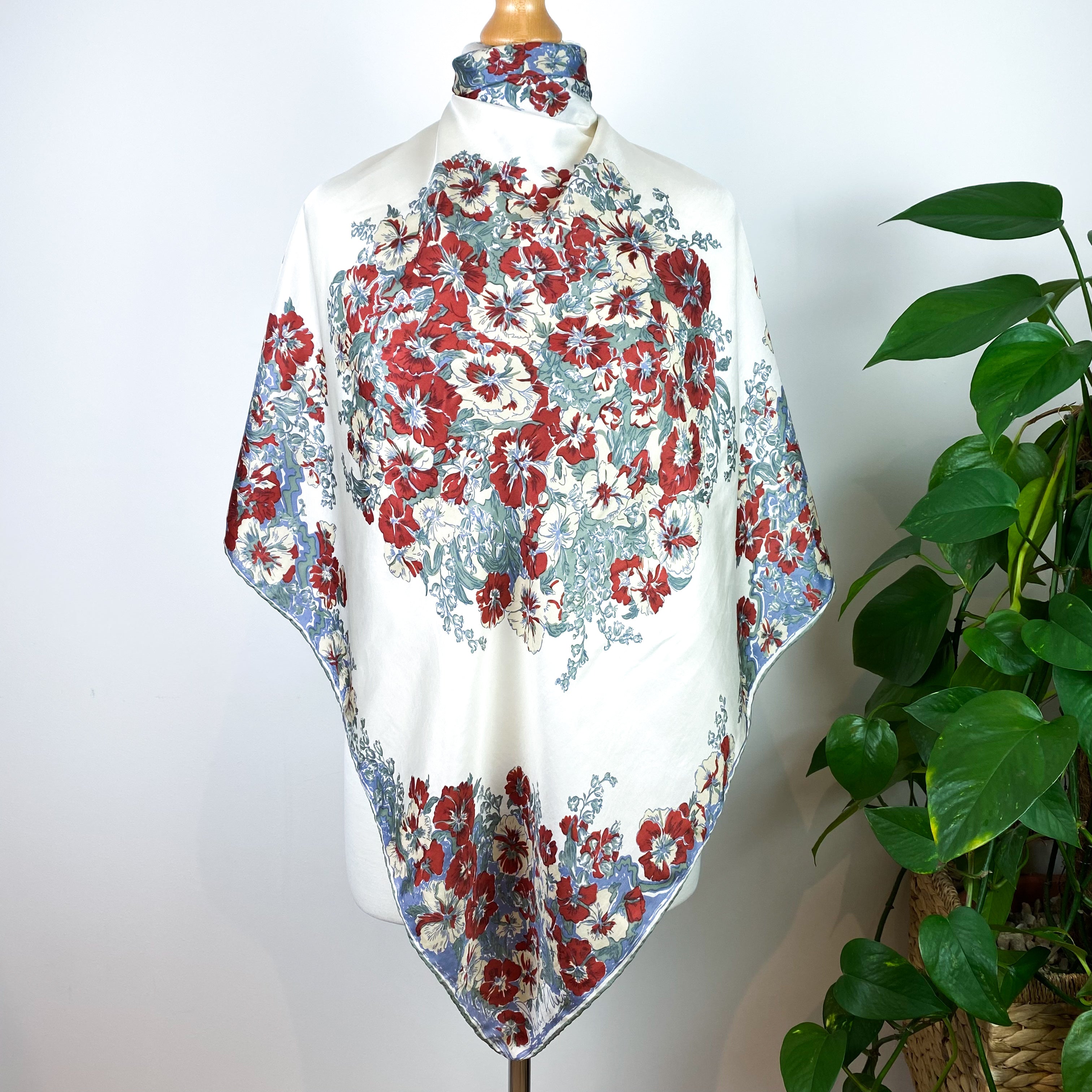 1970s Richard Allan Floral Vintage Silk Scarf