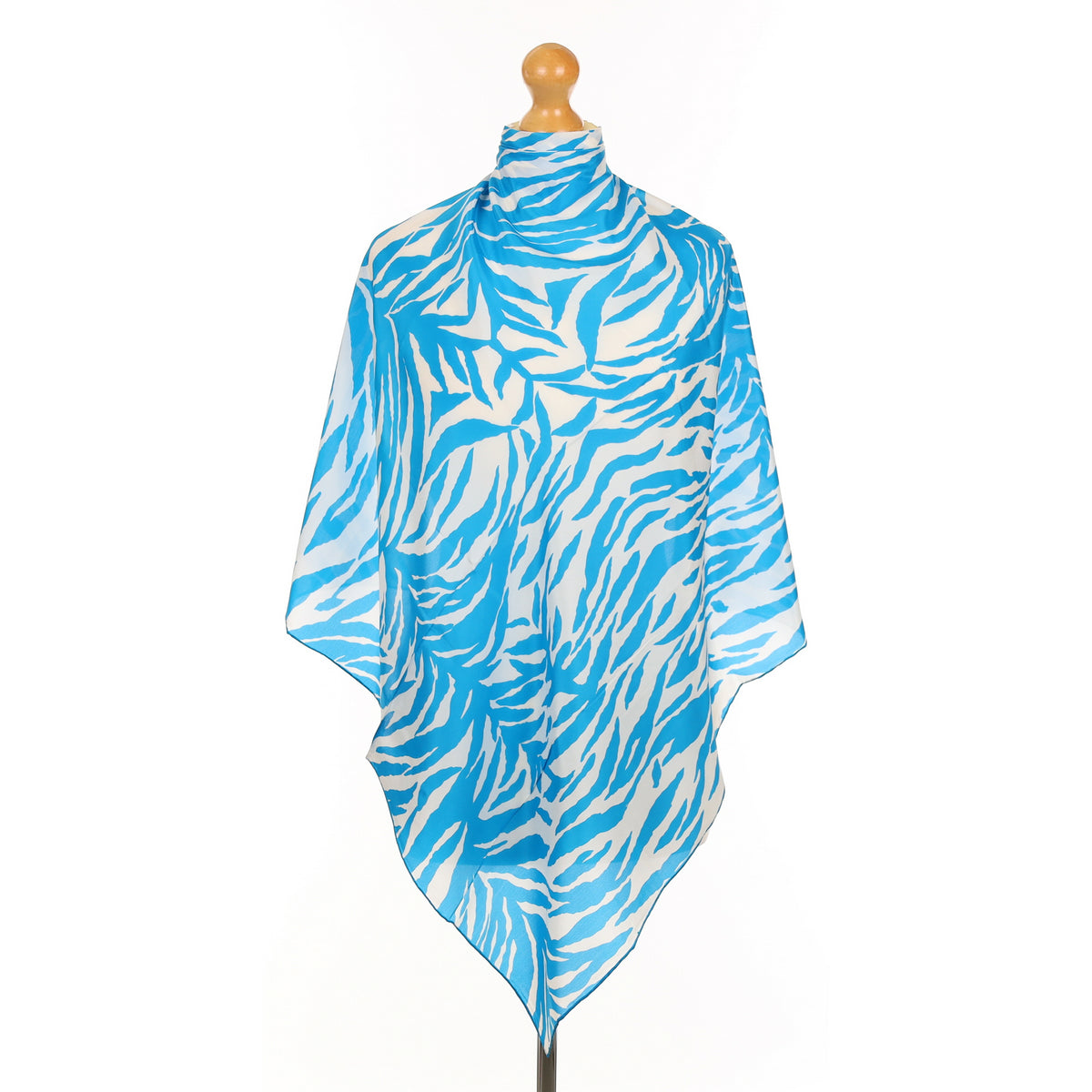 Turquoise Zebra Print Silk Scarf