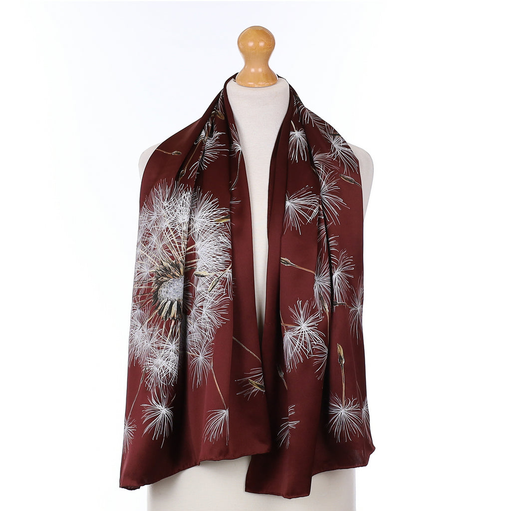 Mulberry Purple Dandelion Silk Scarf