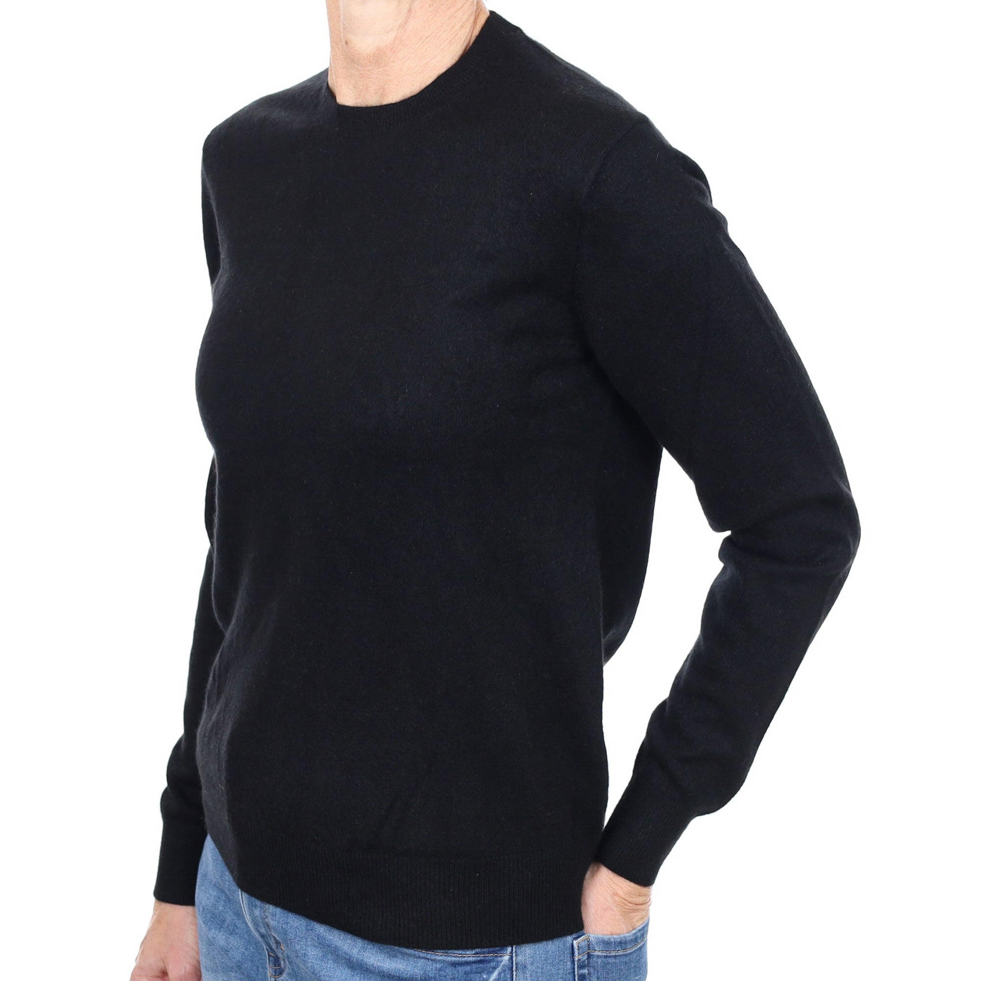 Black Cashmere Crew Neck Jumper Small