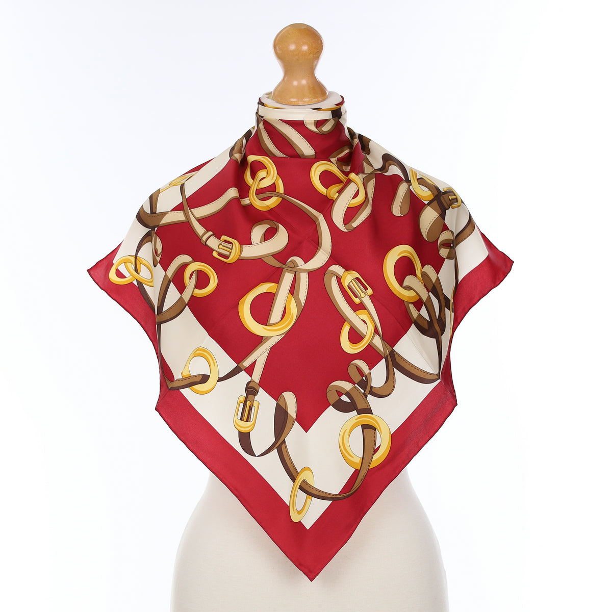 Brand New Fraas Burgundy Equestrian Silk Scarf