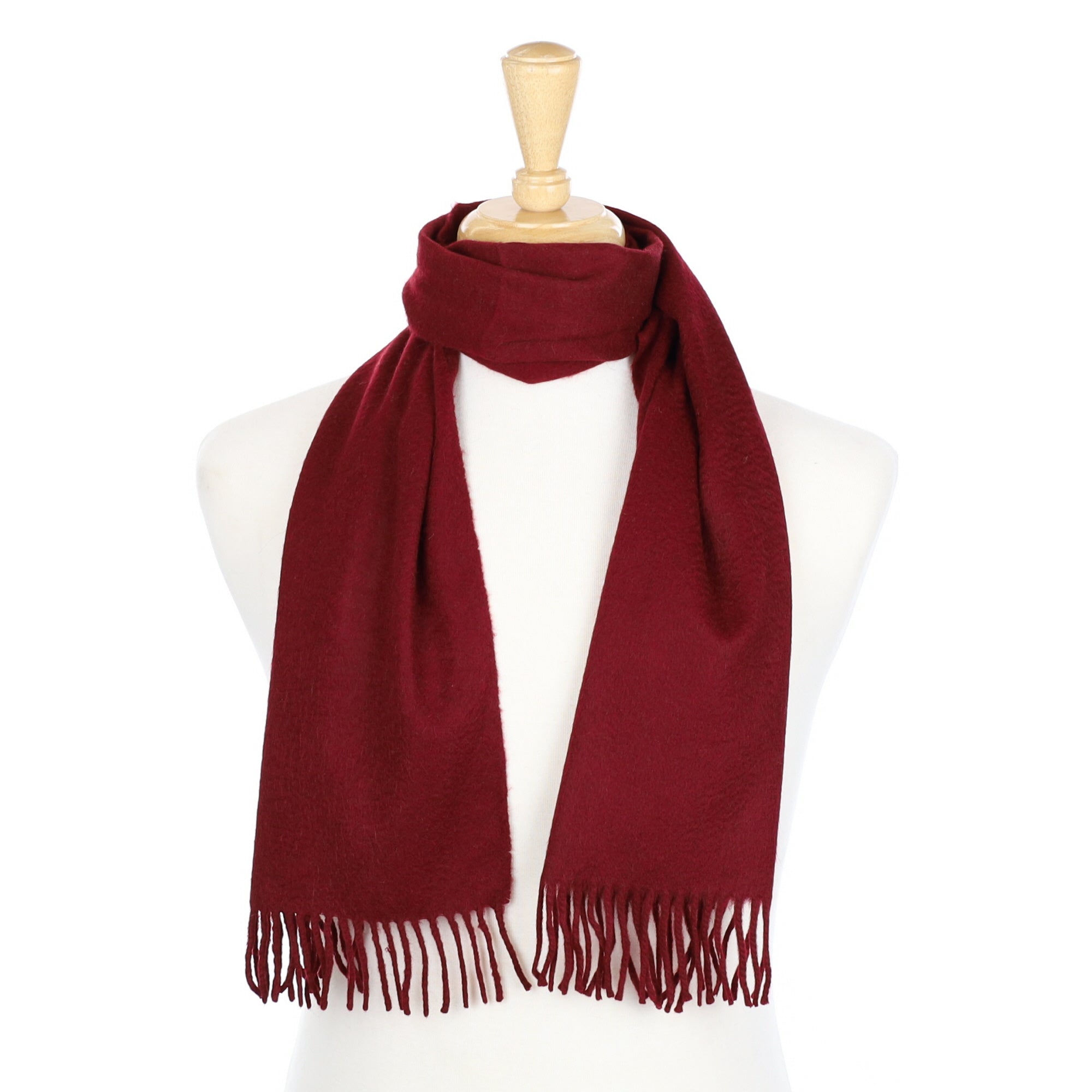 Burgundy Cashmere Fringed Woven Scarf