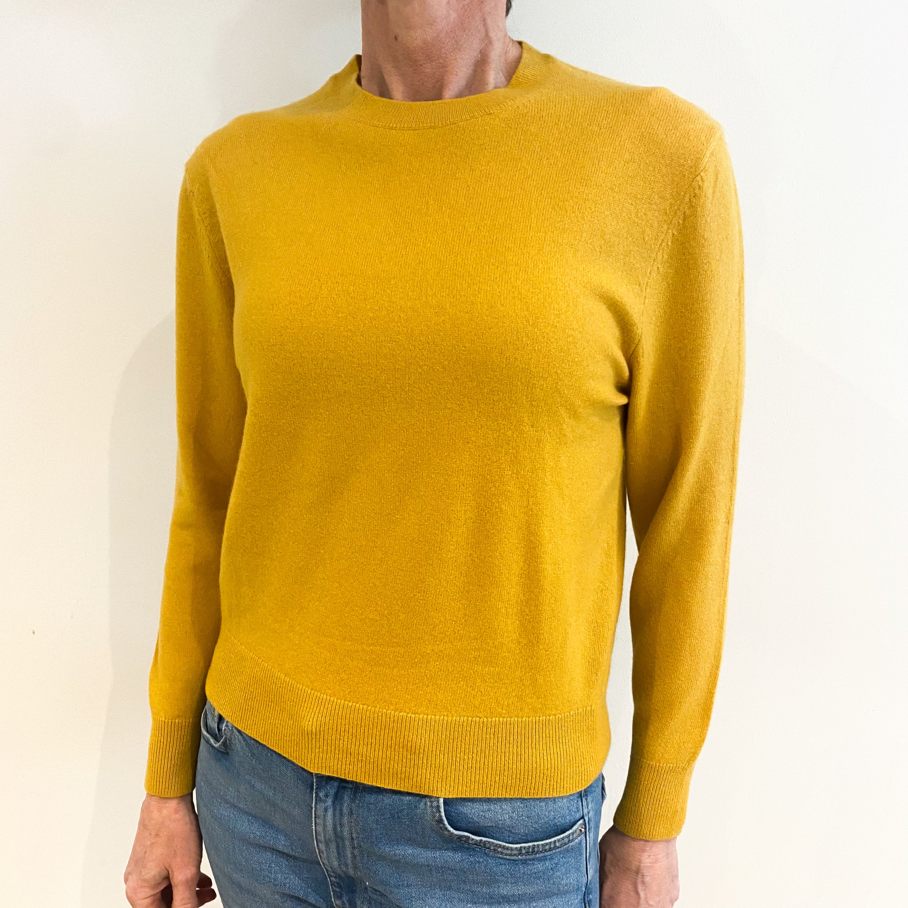 Sunflower Yellow Cashmere Crew Neck Jumper Small