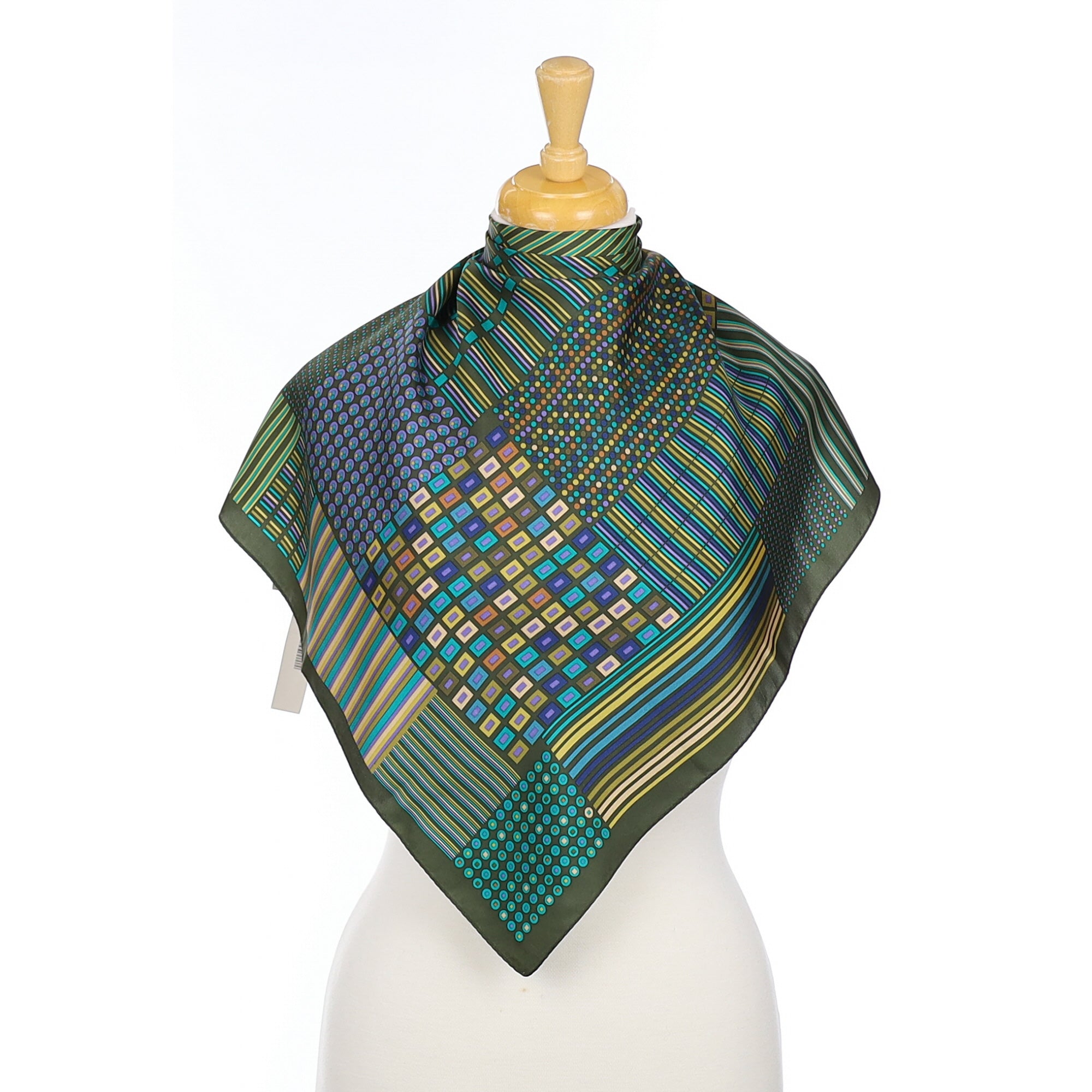 Brand New Echo Silk Green Abstract Scarf