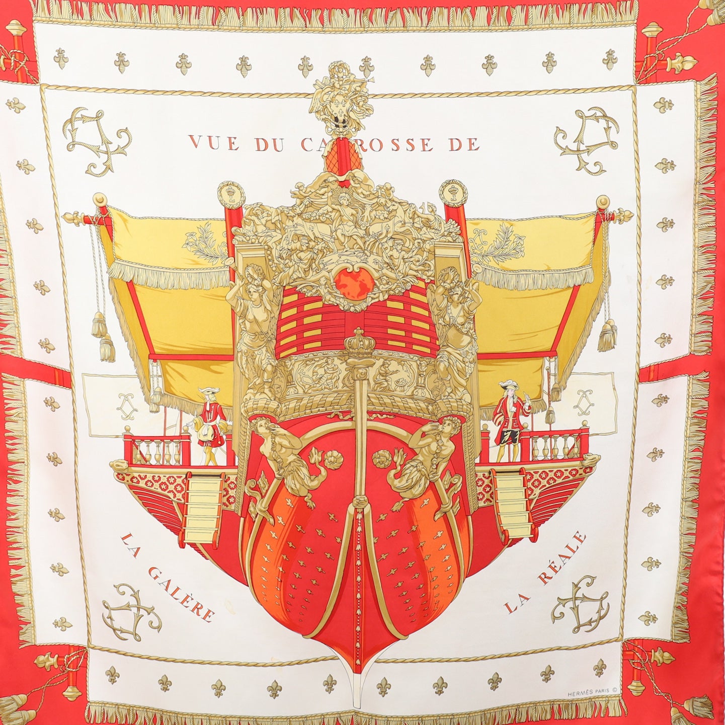 Hermès La Galére La Réale Vue du Carosse Silk Scarf