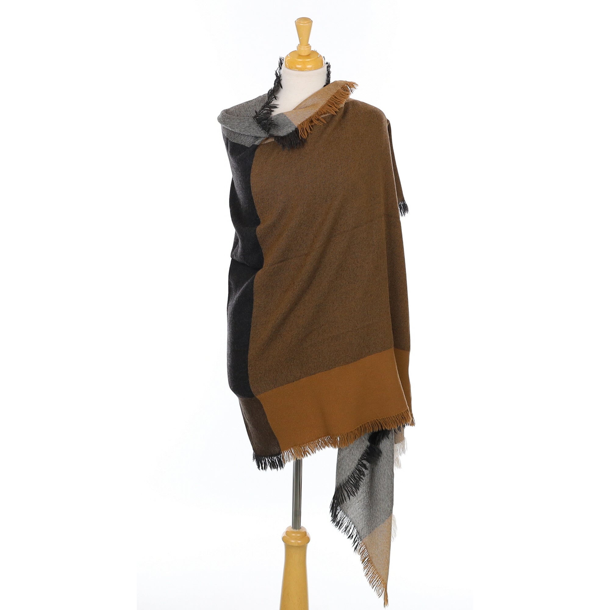 Scottish Begg & Co Charcoal and Toffee Cashmere Stole Large
