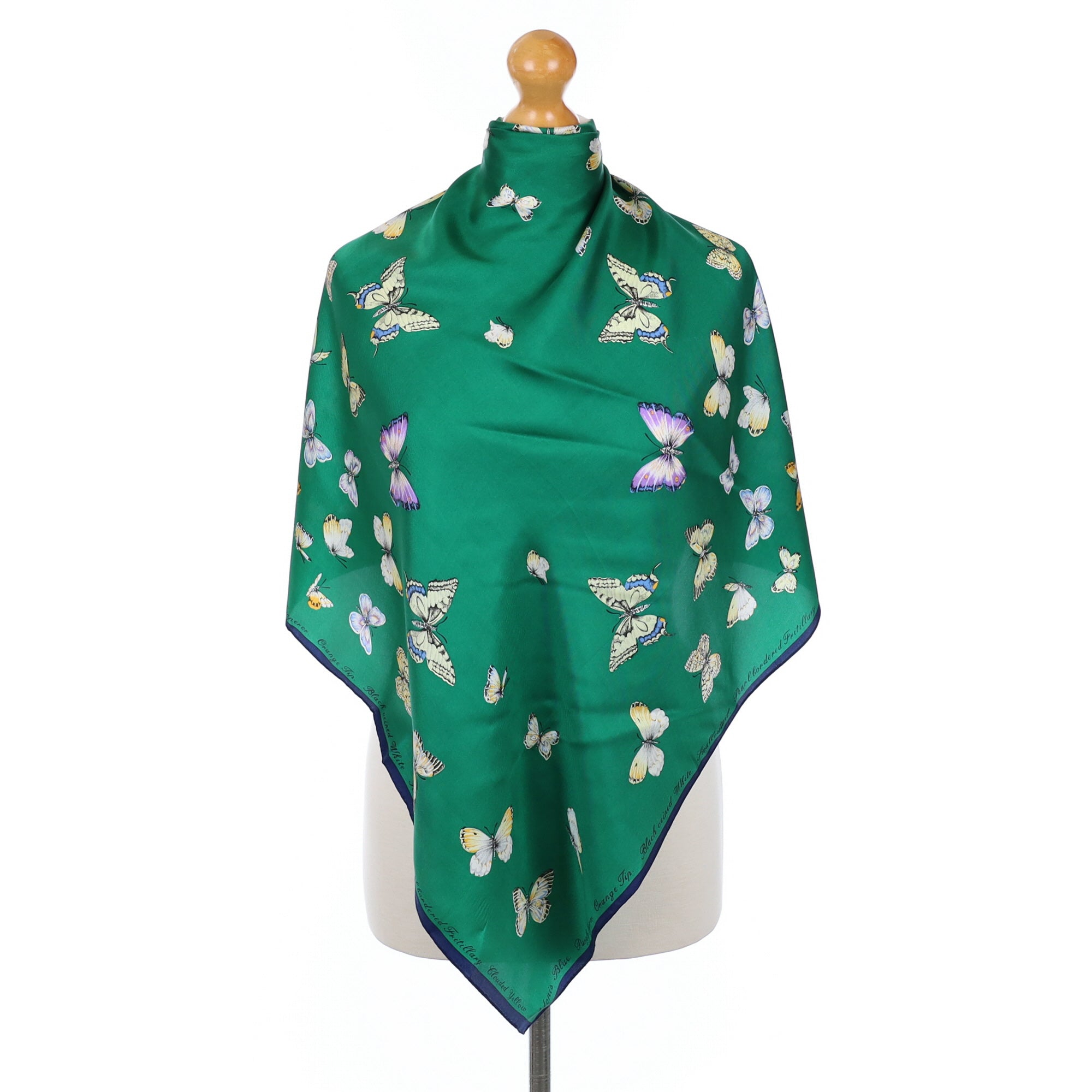 Cornelia James Green Butterfly Silk Scarf