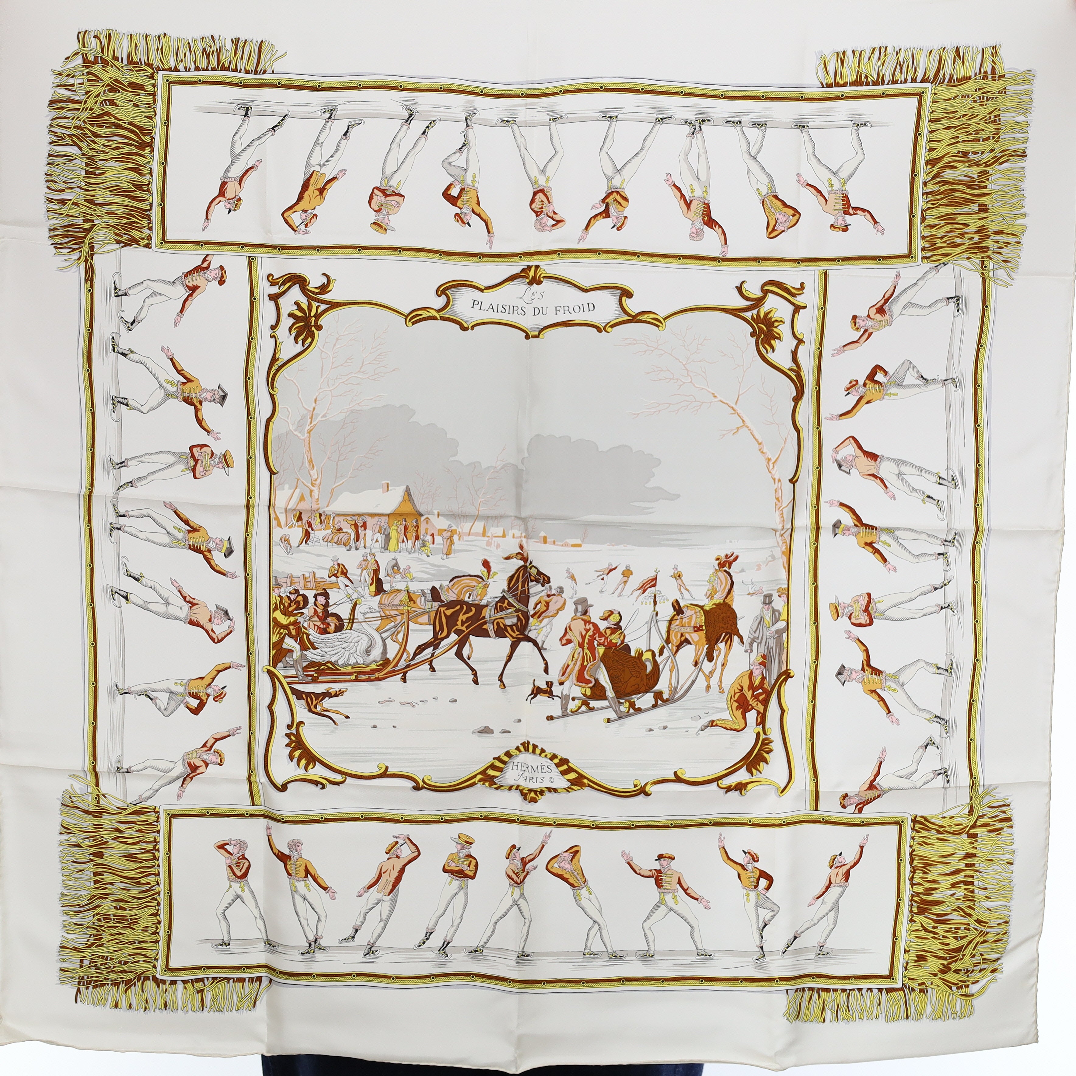 Brand New Boxed Hermès Les Plaisirs Du Froid Silk Scarf