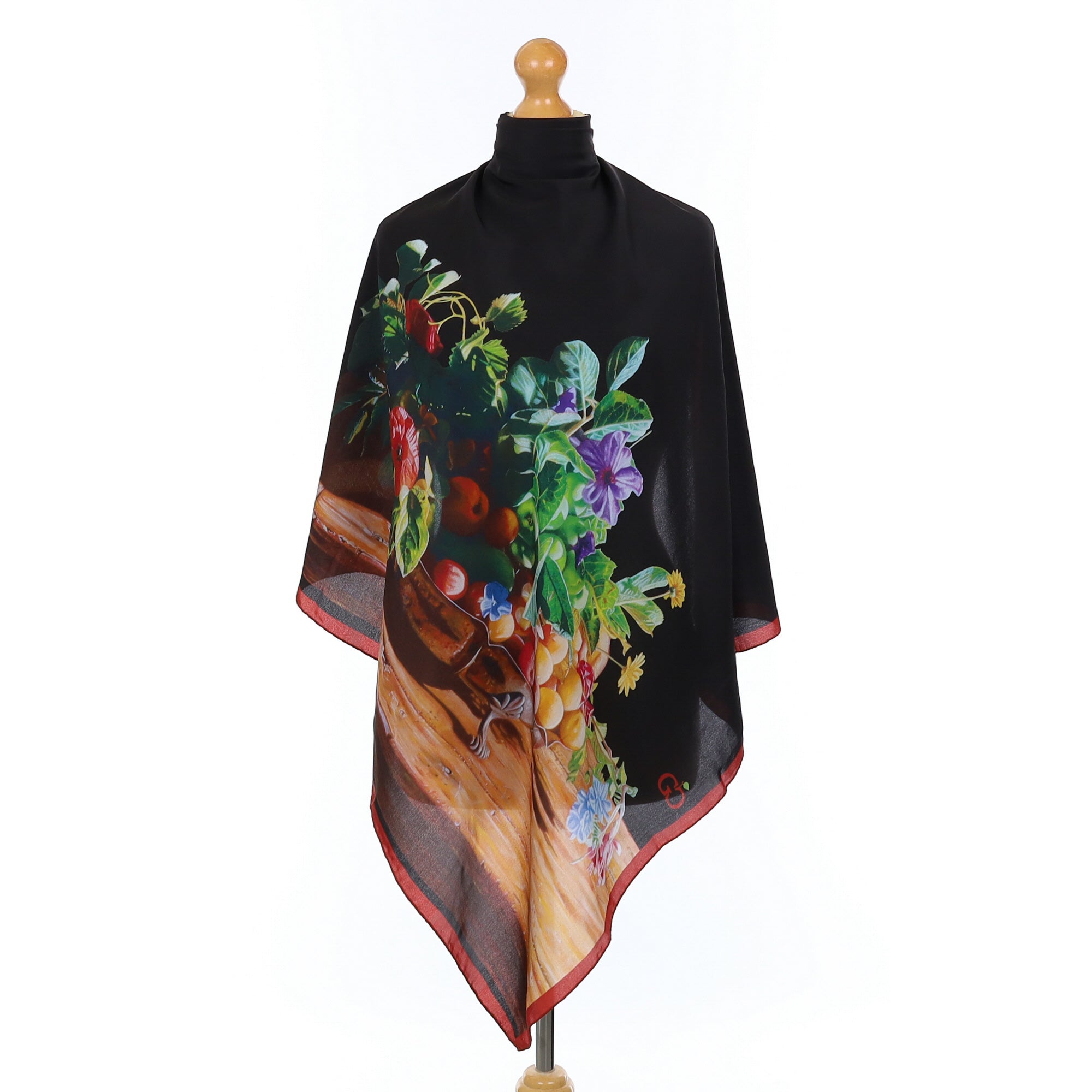 Still Life Flower and Fruit Silk Scarf