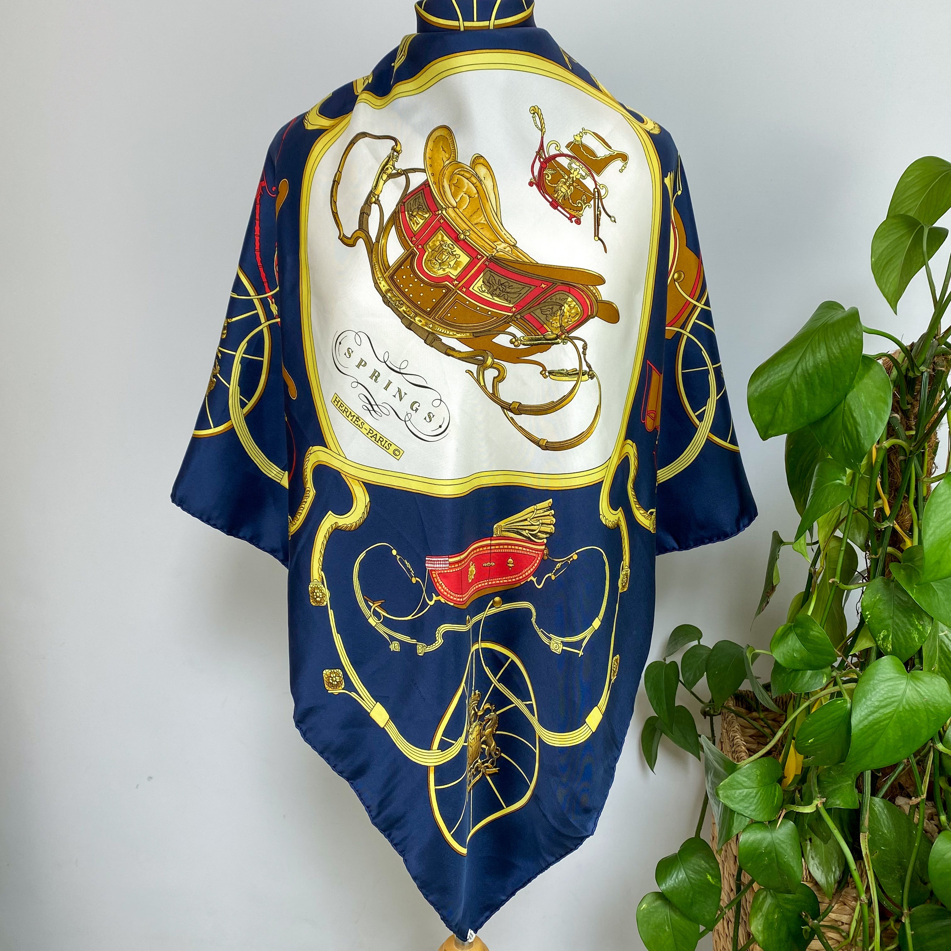 Boxed Hermès Springs Silk Scarf