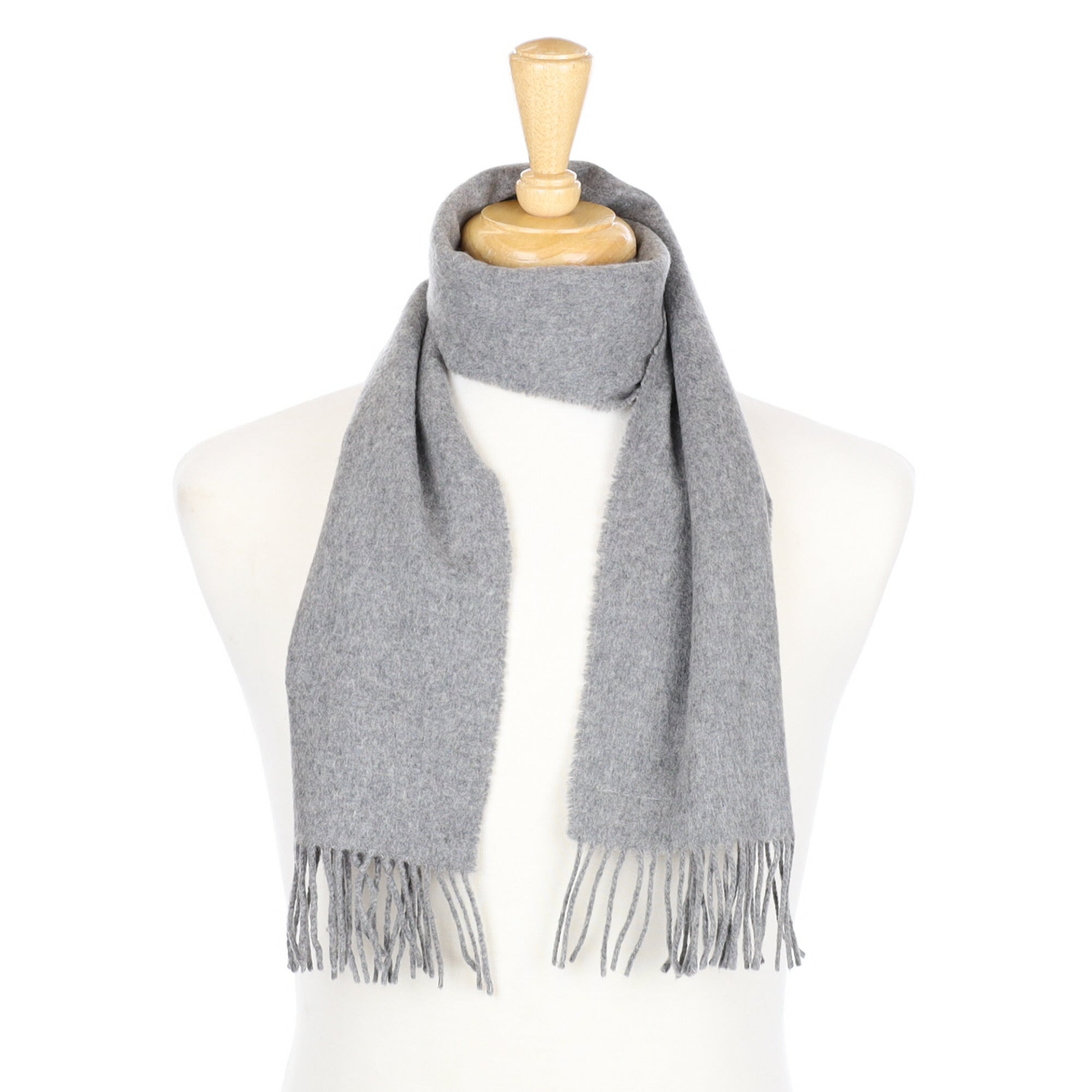 Ash Grey Cashmere Fringed Woven Scarf