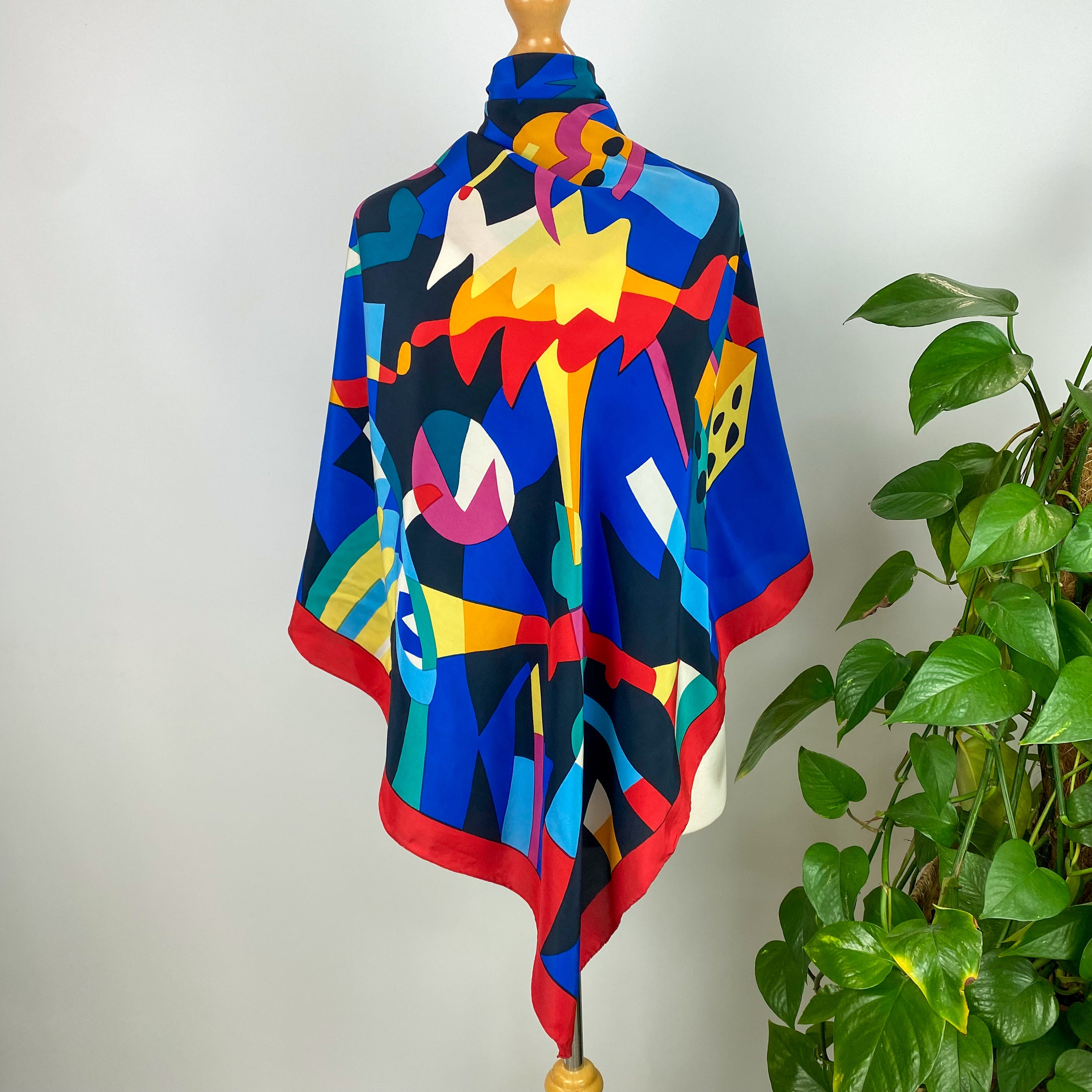 1980s Colourful Vintage Silk Scarf