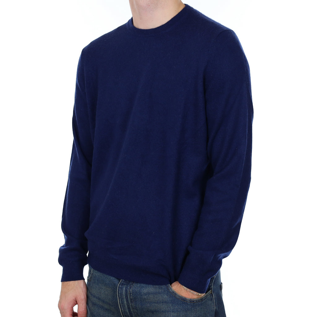Men’s Navy Blue Cashmere Crew Neck Jumper Large