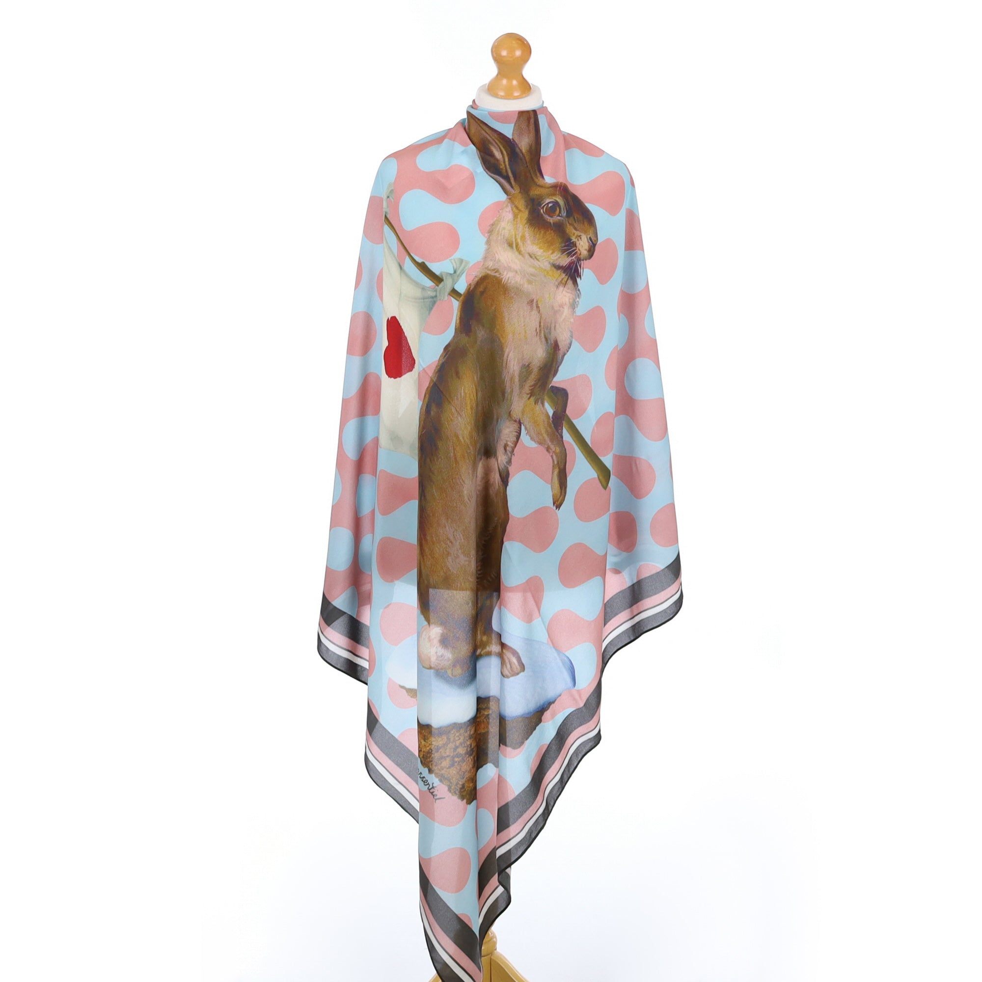 Large Rabbit Design Silk Scarf