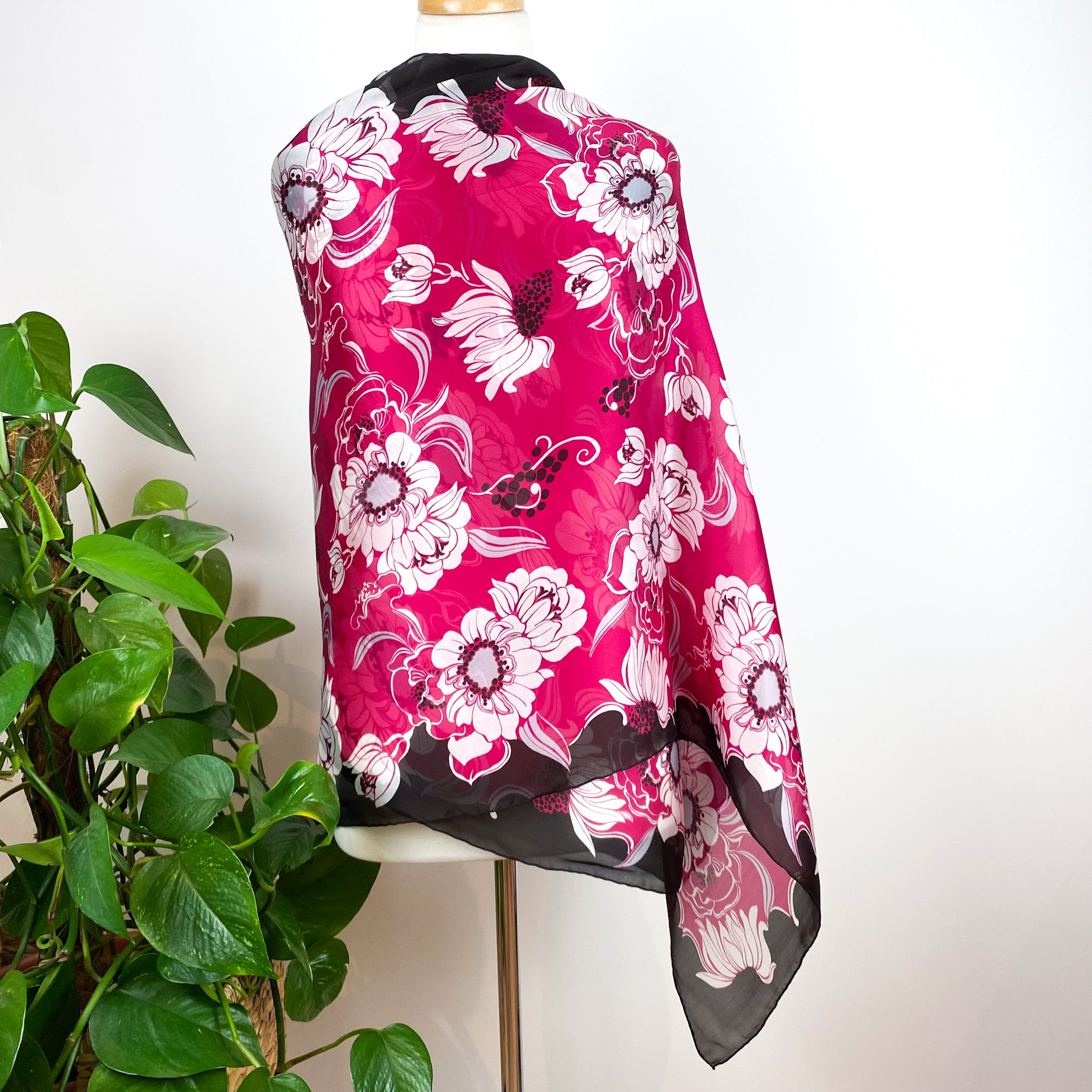 Brand New Valentino Floral Design Wrap Silk Scar