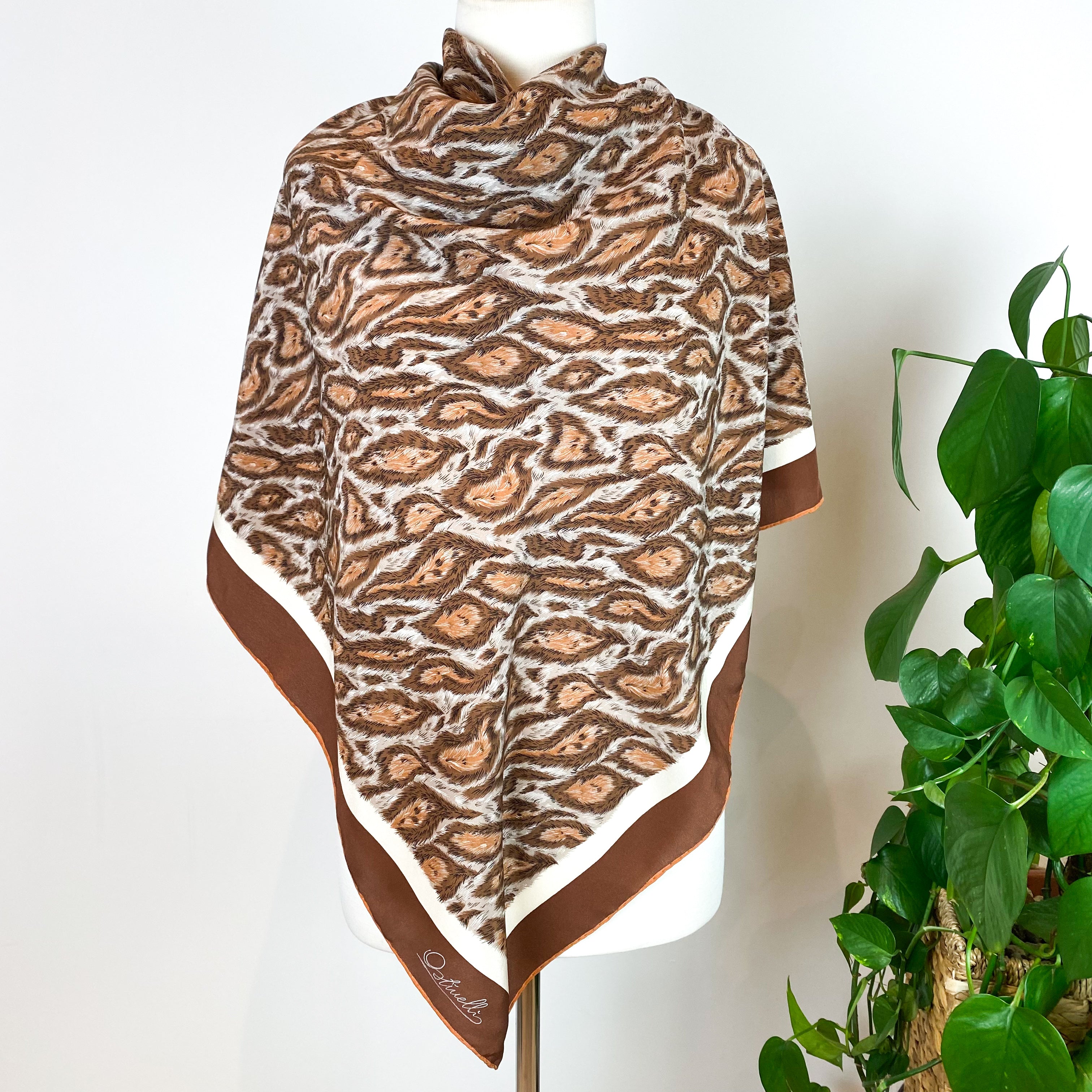 1970s Unworn Ostinelli Italian Vintage Silk Scarf