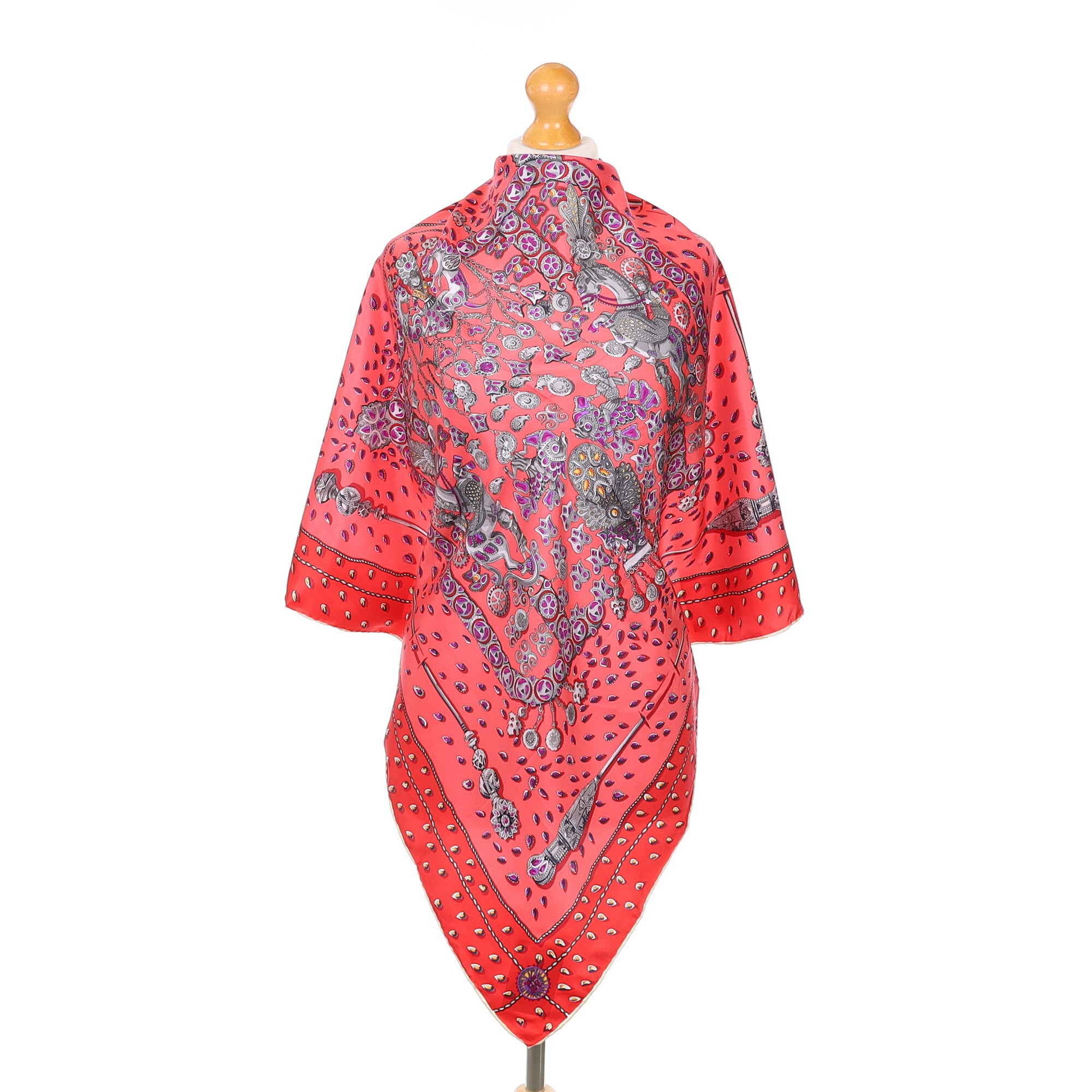 Red Charm Design Silk Scarf