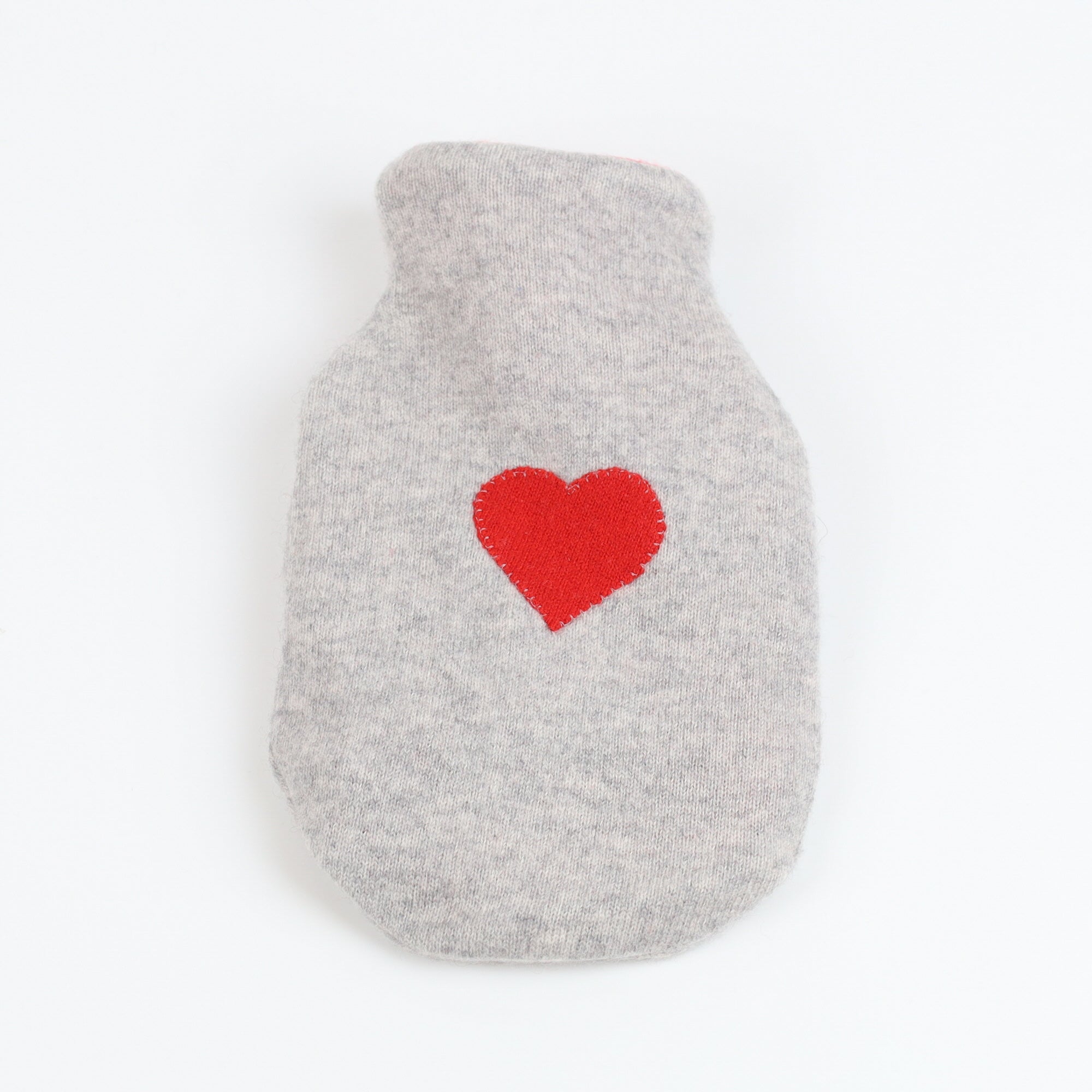 Smoke Grey and Red Small Cashmere Hot Water Bottle