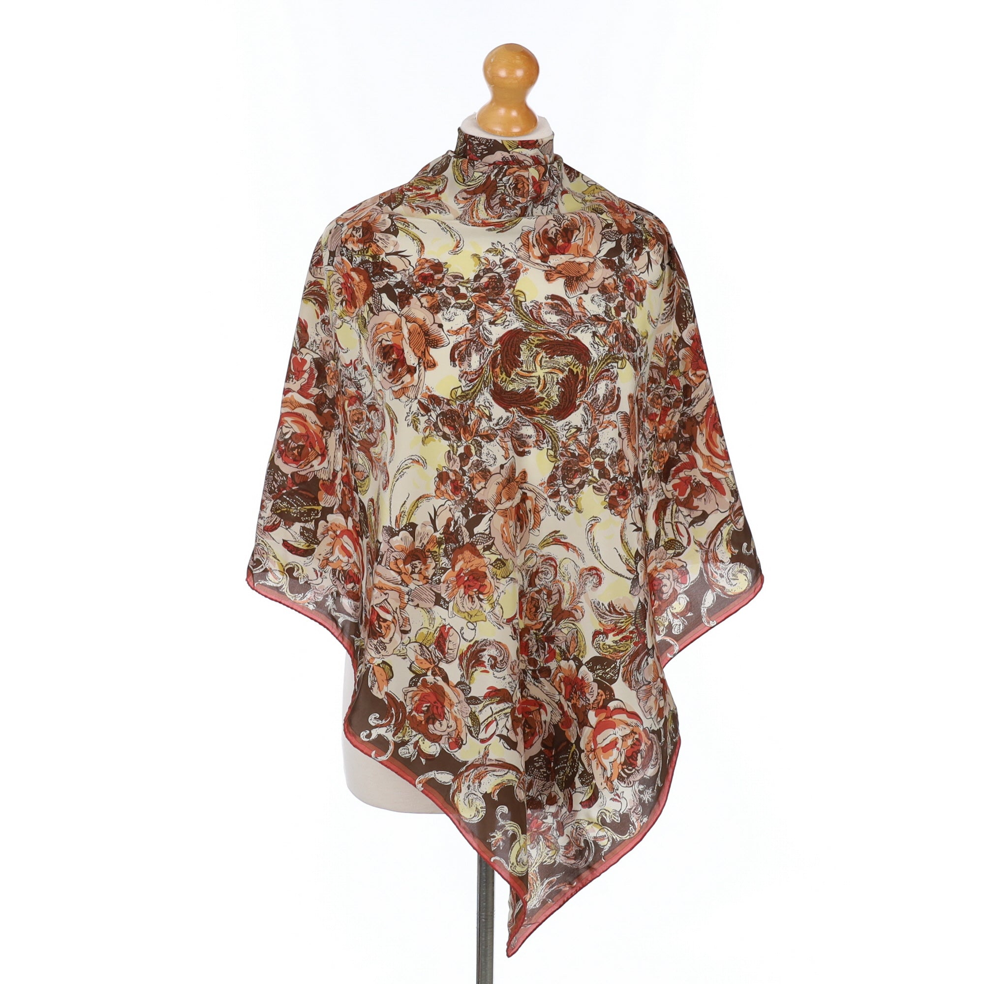 Cornelia James Brown Floral Silk Scarf