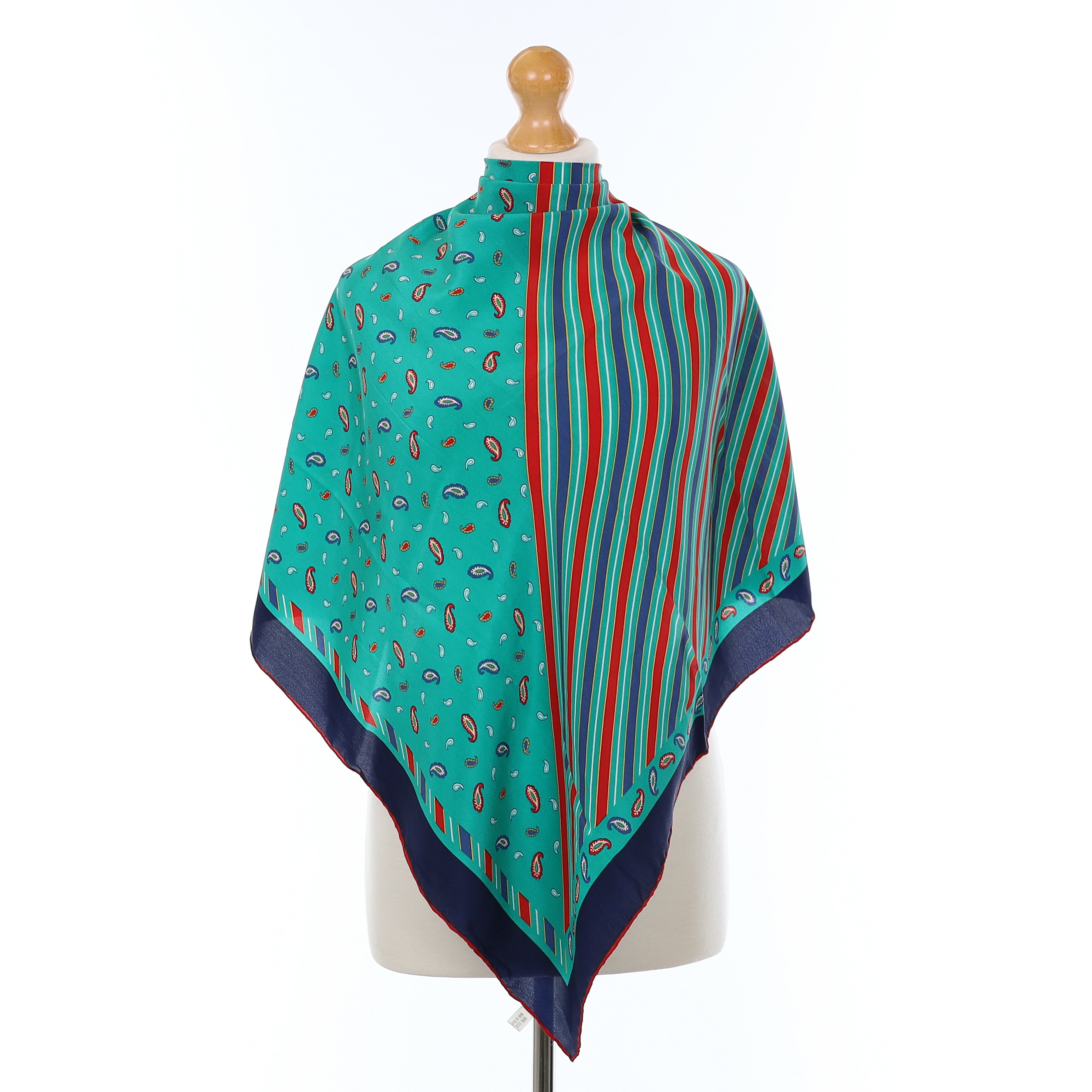 Brand New Green Paisley Vintage Silk Scarf