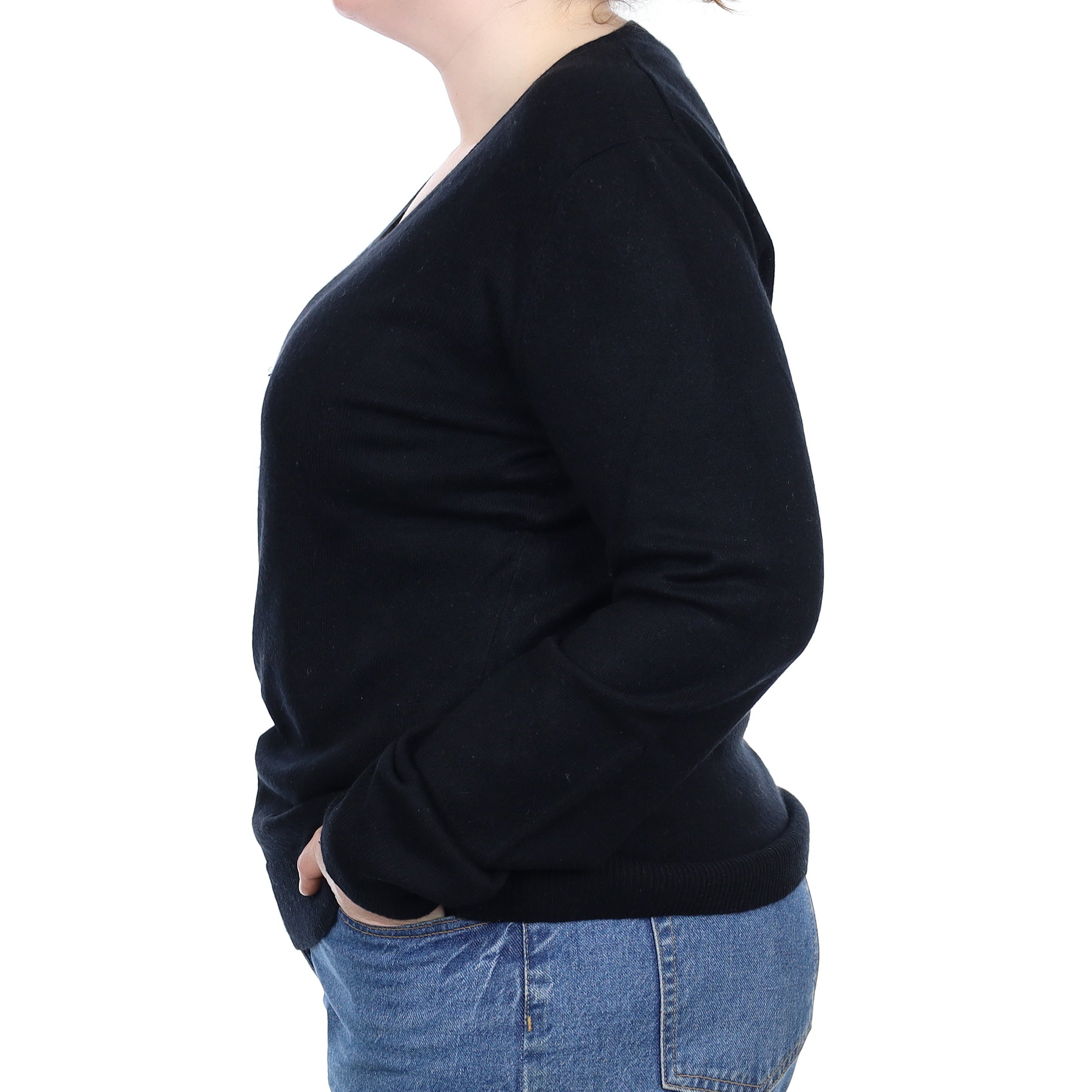 Black Cashmere Scoop Neck Jumper Large