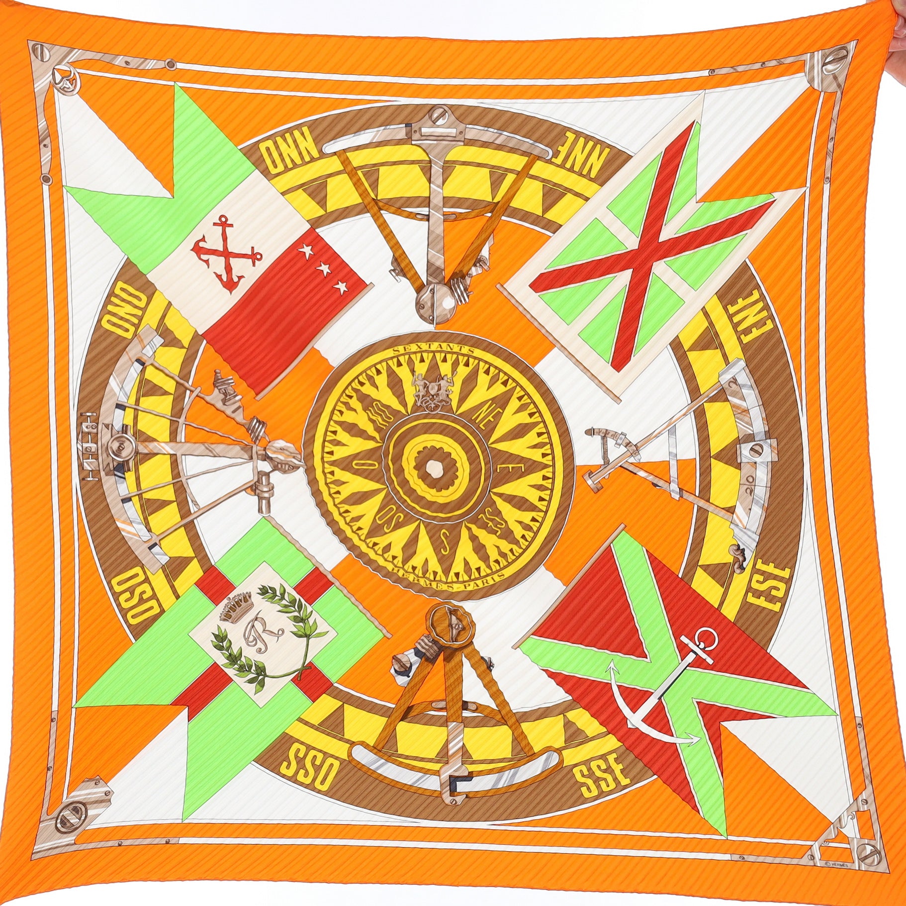 Hermès Sextants Plissé Silk Scarf