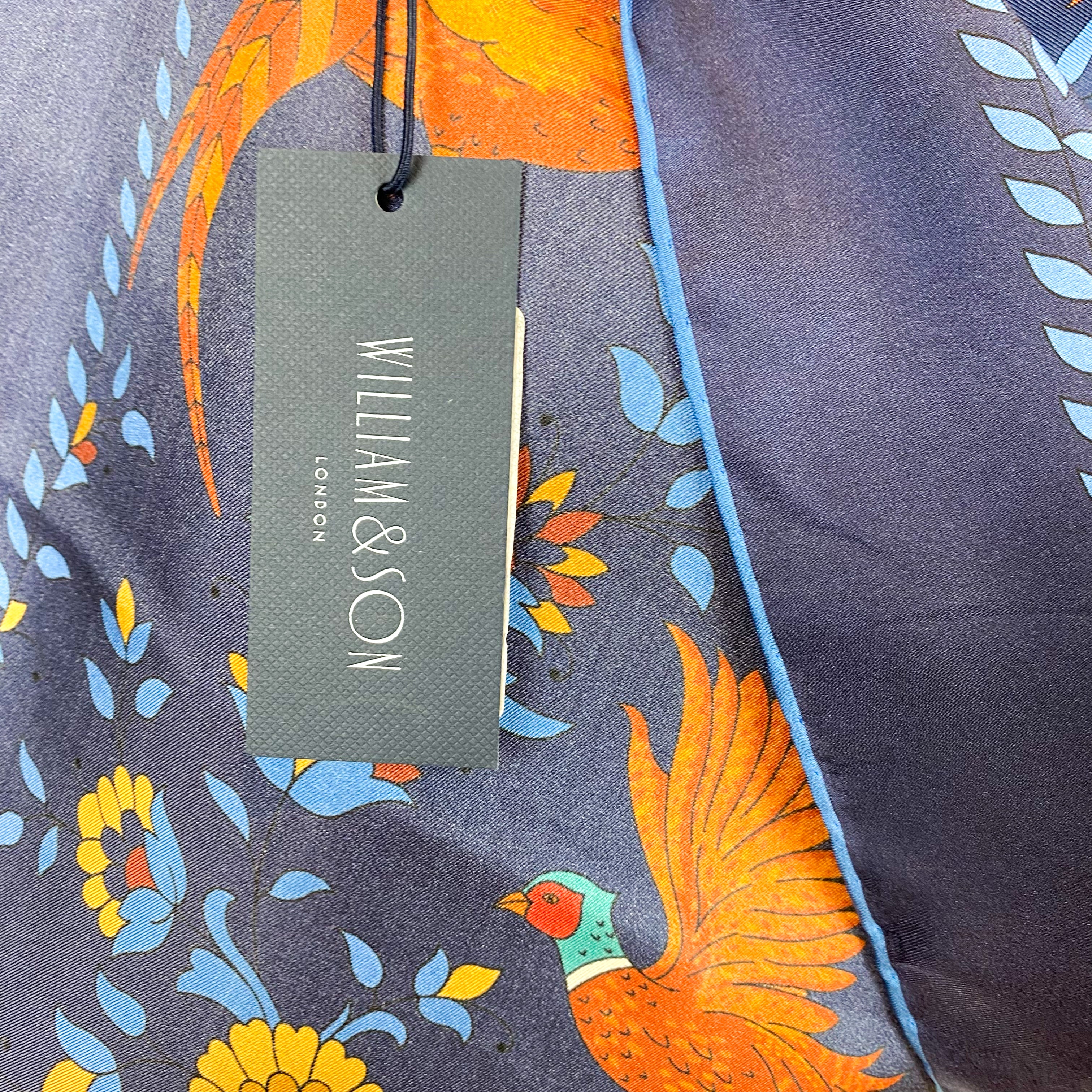 Brand New William & Son Pheasant Design Silk Scarf