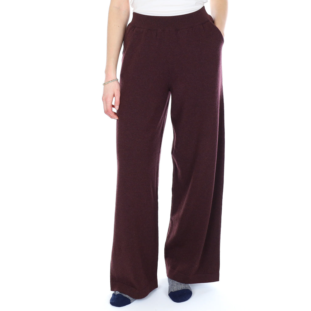 Brand New Scottish Aubergine Purple Cashmere Wide Leg Lounge Pants Small