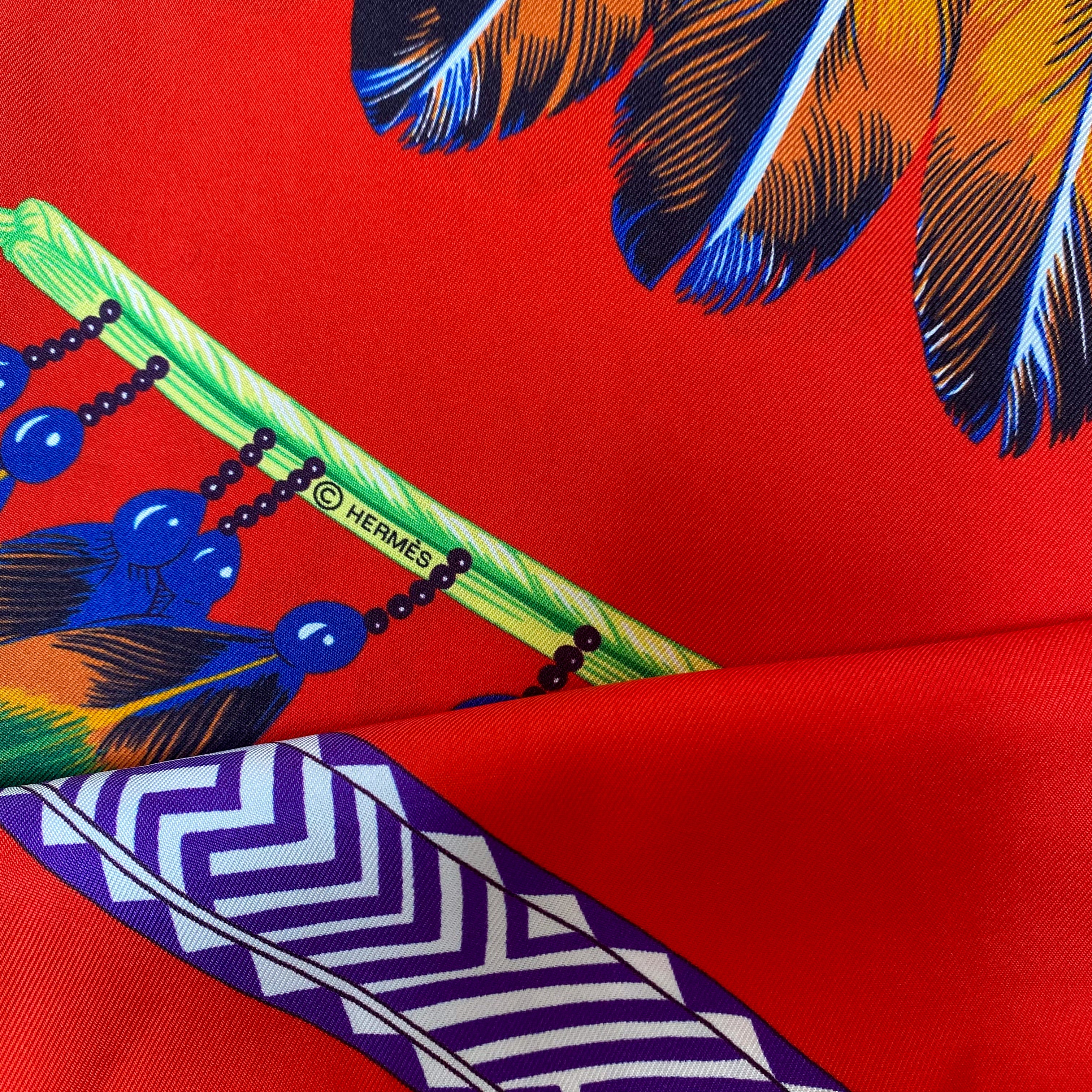 Boxed Hermès Maxi Twilly Brazil Silk Scarf