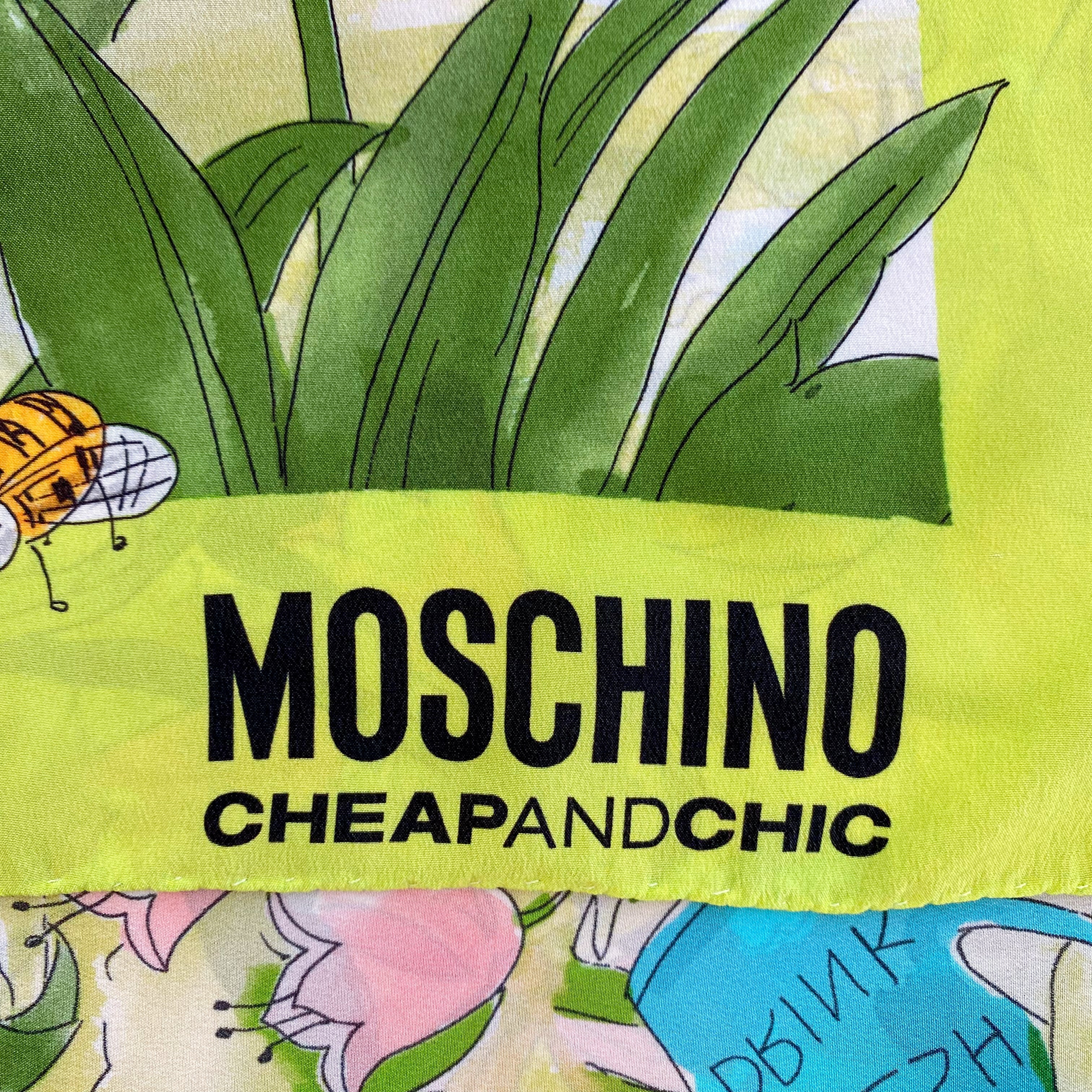 Immaculate Moschino Flower Characters Designer Silk Scarf