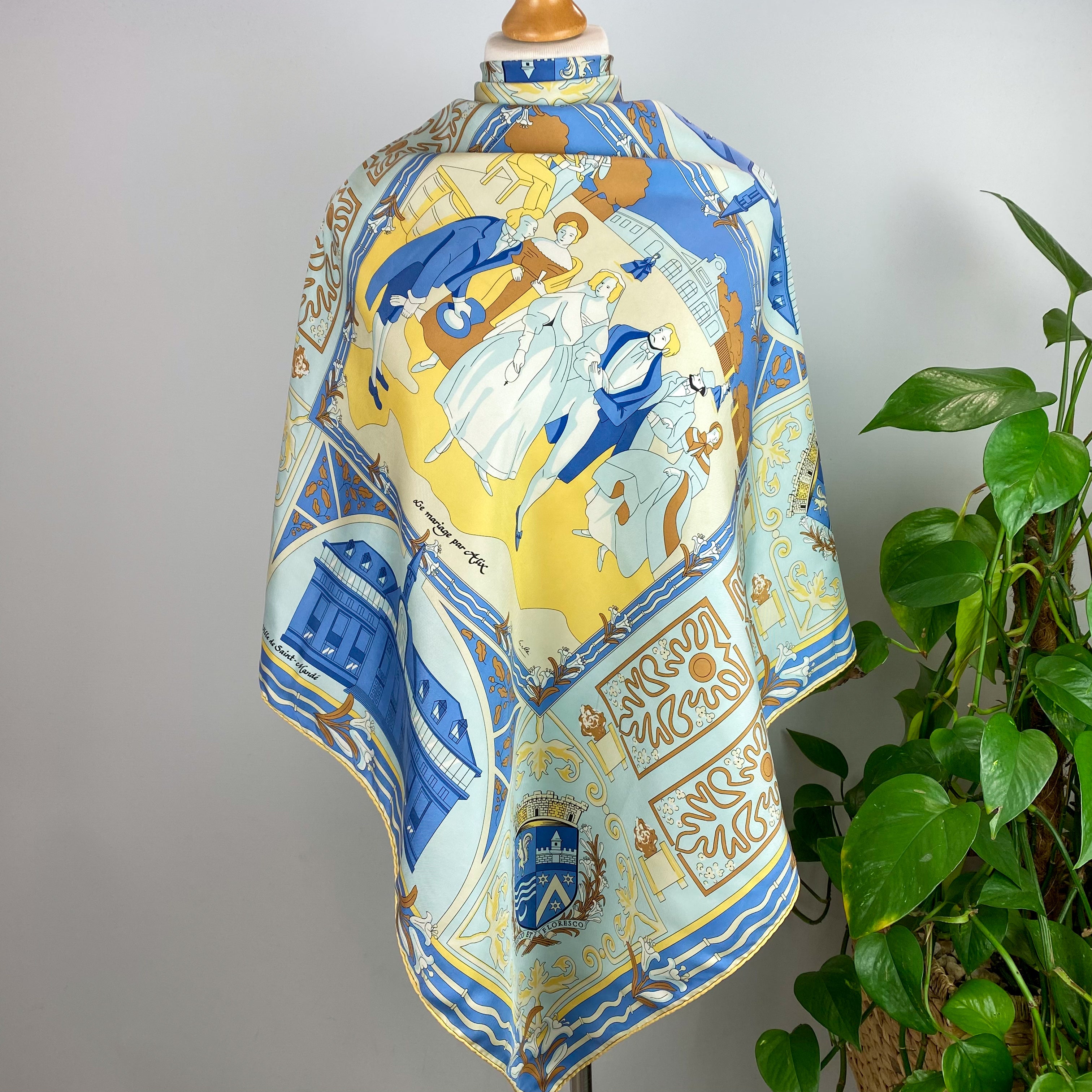 Immaculate French ‘Marriage’ Design Silk Scarf