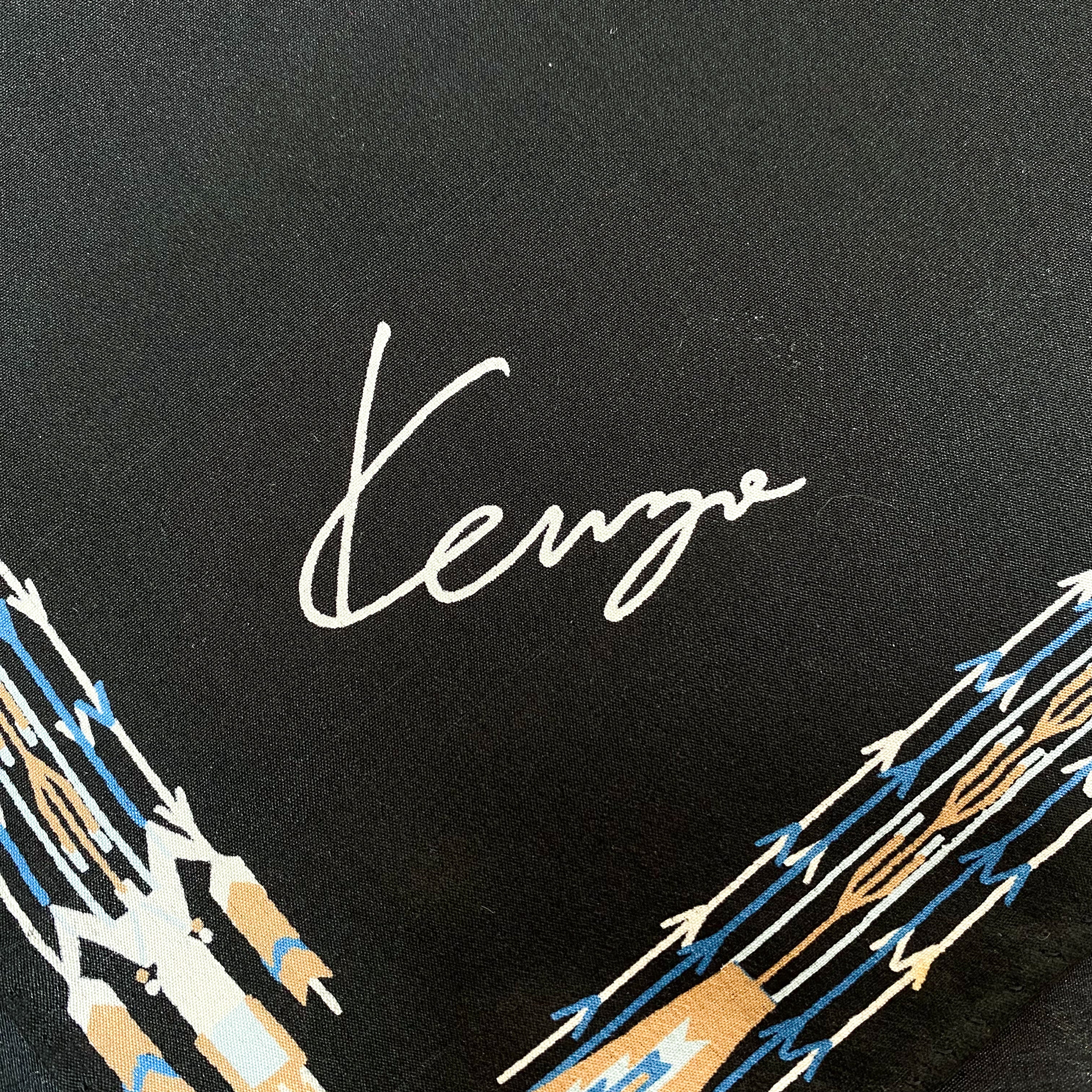 Kenzie Black Crepe Vintage Silk Scarf