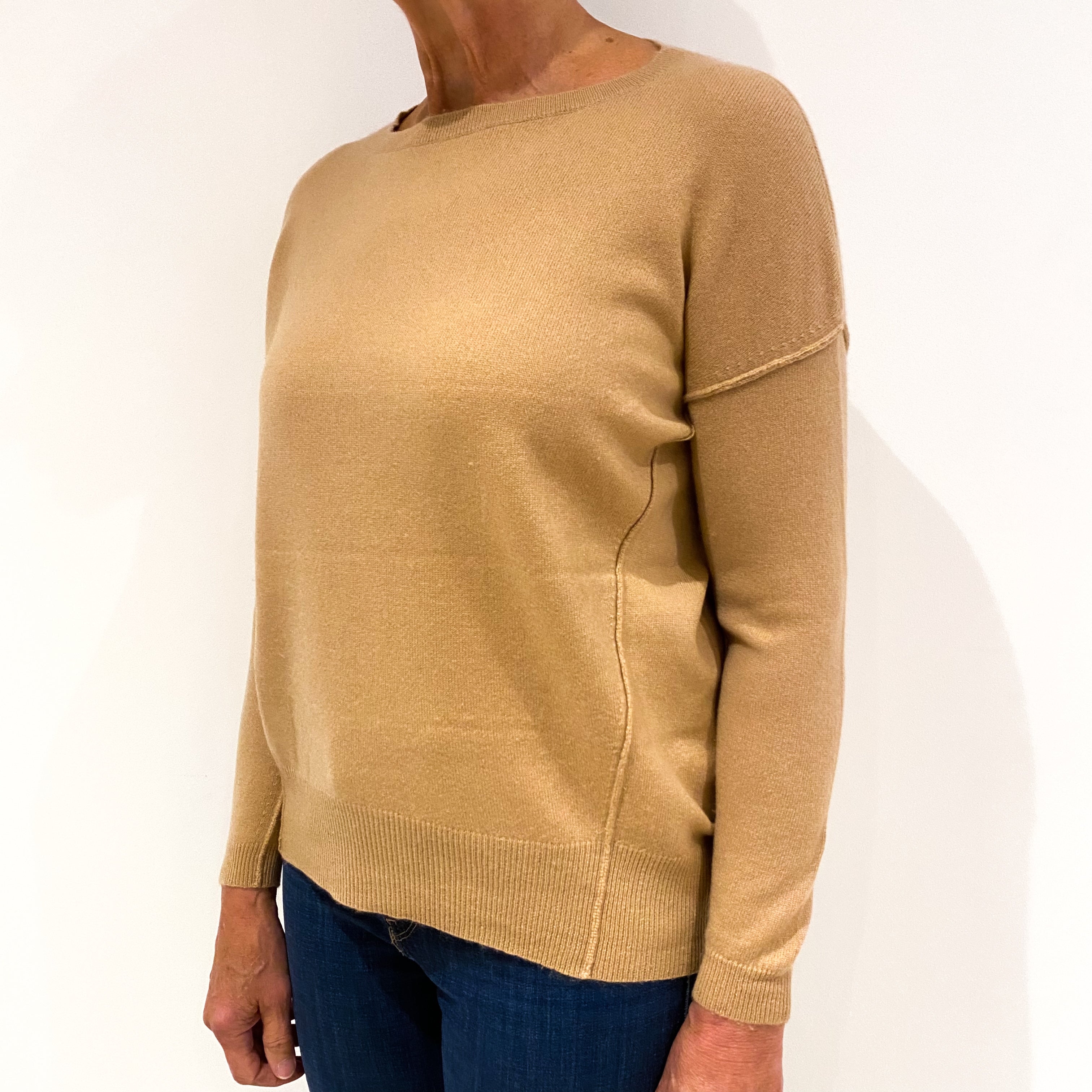 Nili Lotan Caramel Brown Cashmere Crew Neck Jumper Medium
