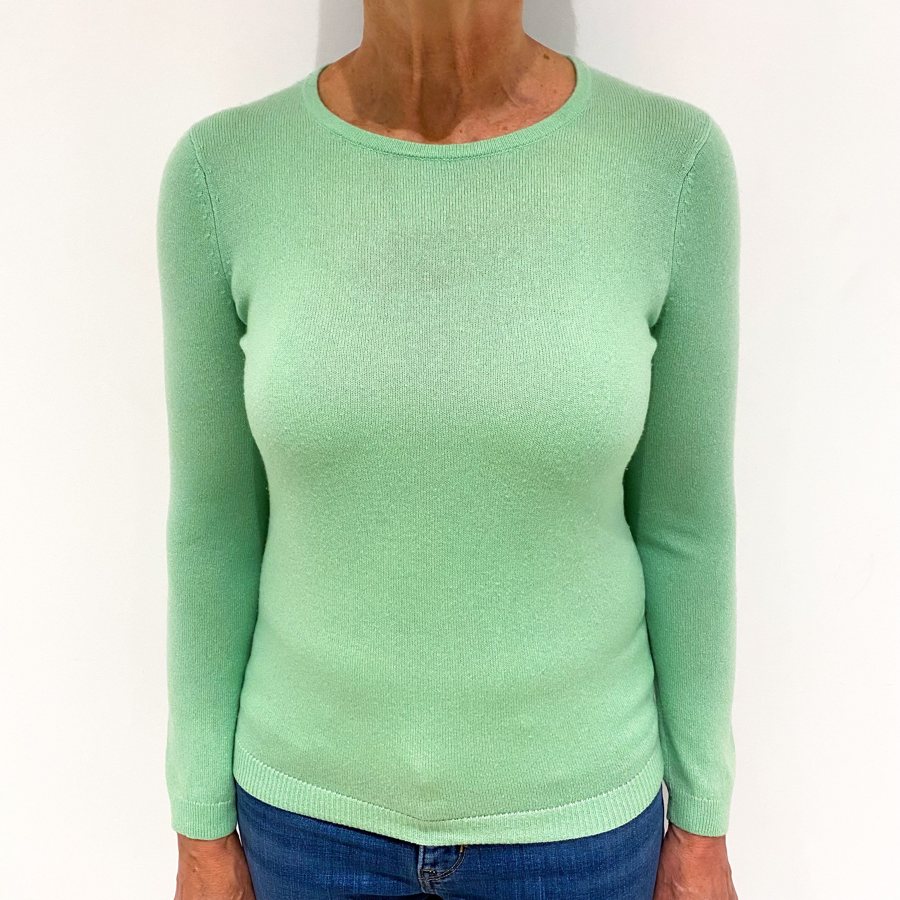 Spring Green Cashmere Crew Neck Jumper Medium