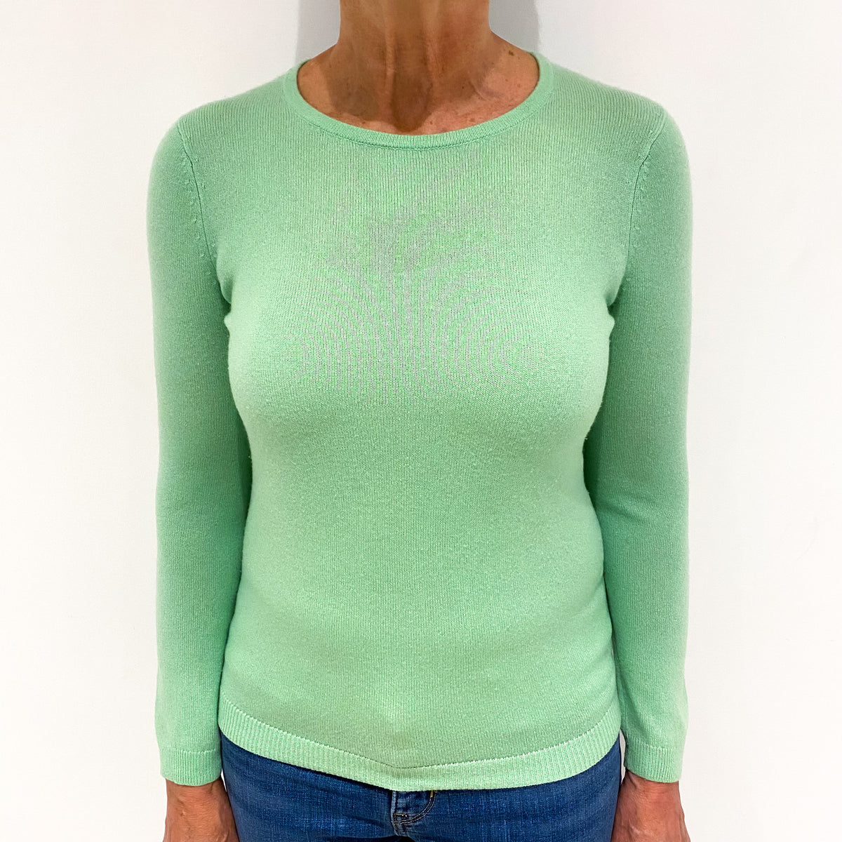 Spring Green Cashmere Crew Neck Jumper Medium