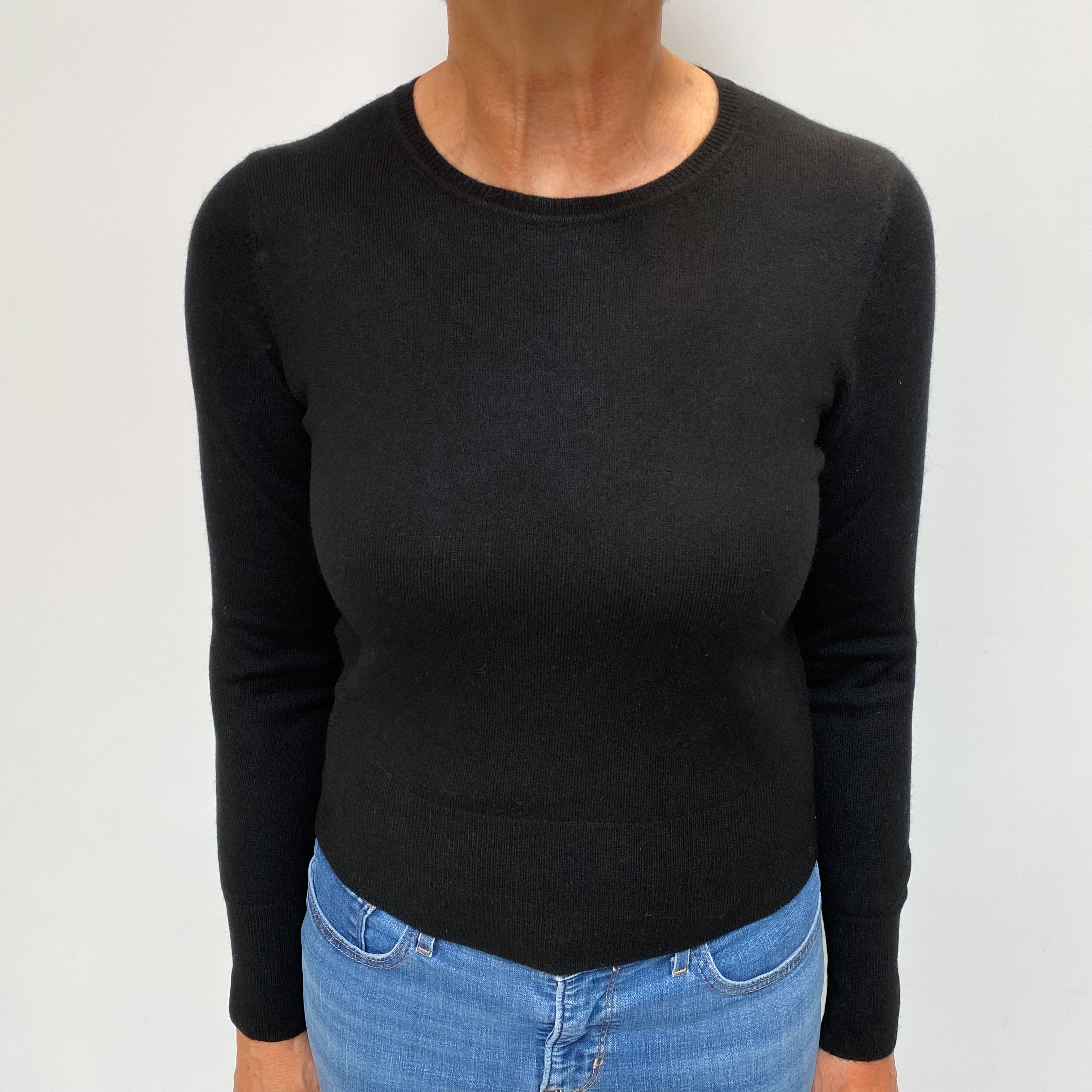 Black Cashmere Crew Neck Jumper Medium