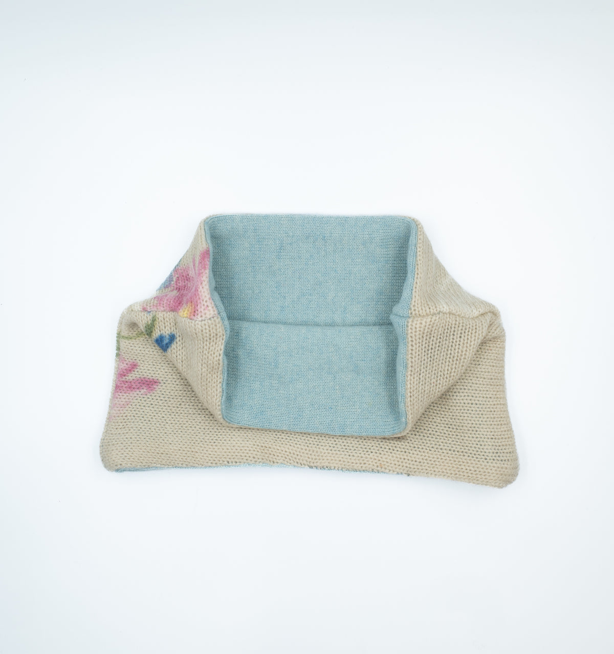 Oatmeal and Baby Blue Floral Bird Neck Warmer