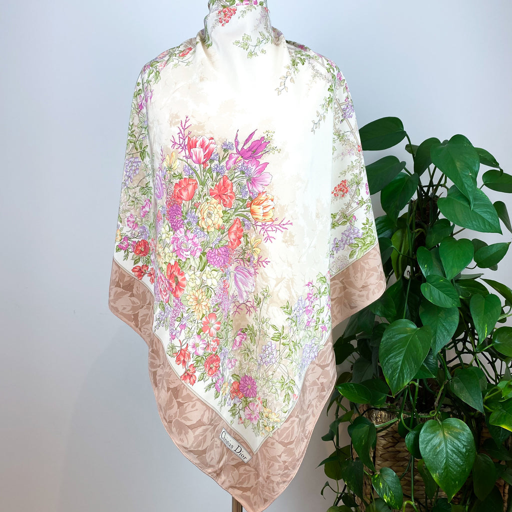 1980s Christian Dior Vintage Silk Scarf