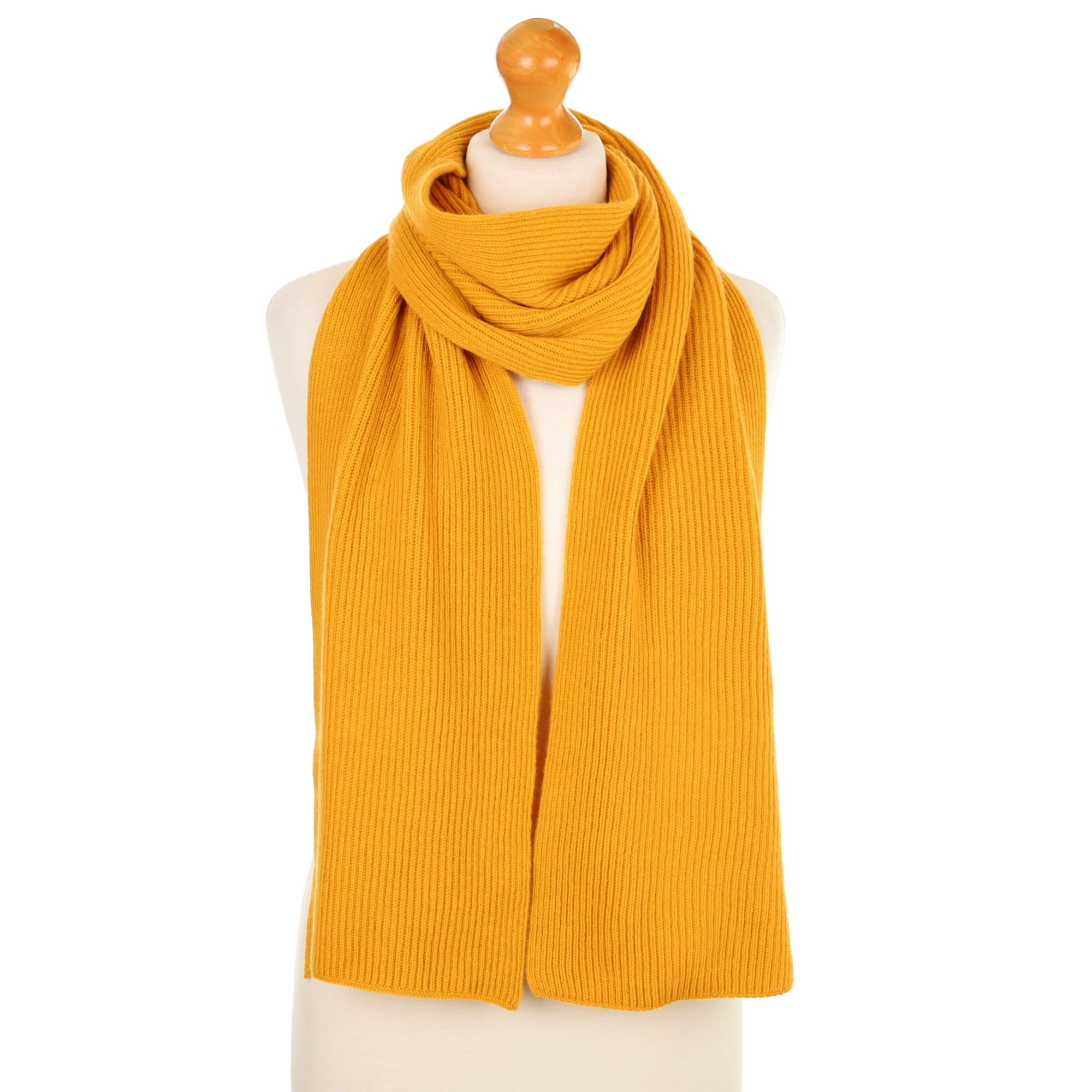 Brand New Scottish Mustard Rib Cashmere Scarf