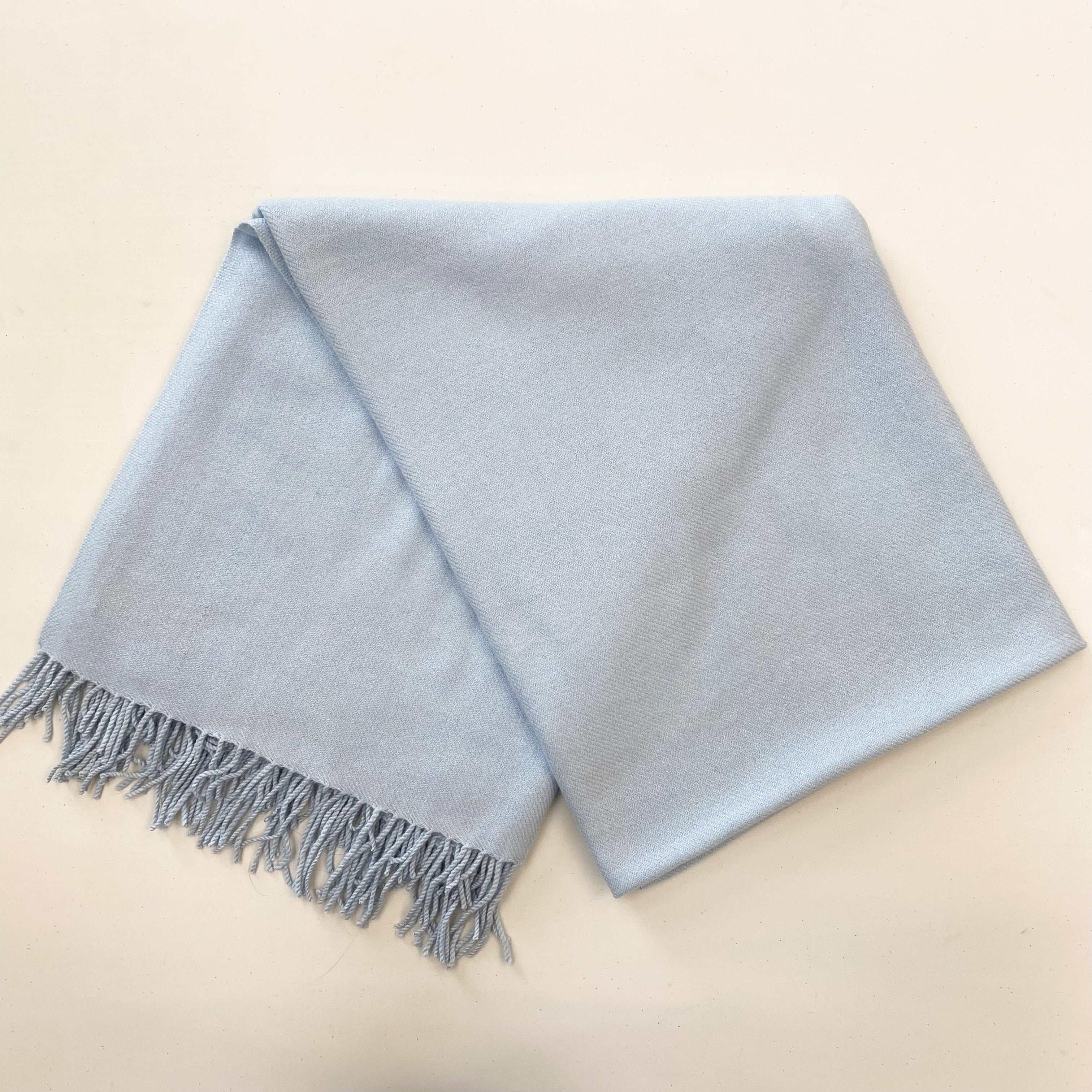 Baby Blue Cashmere Fringed Woven Blanket