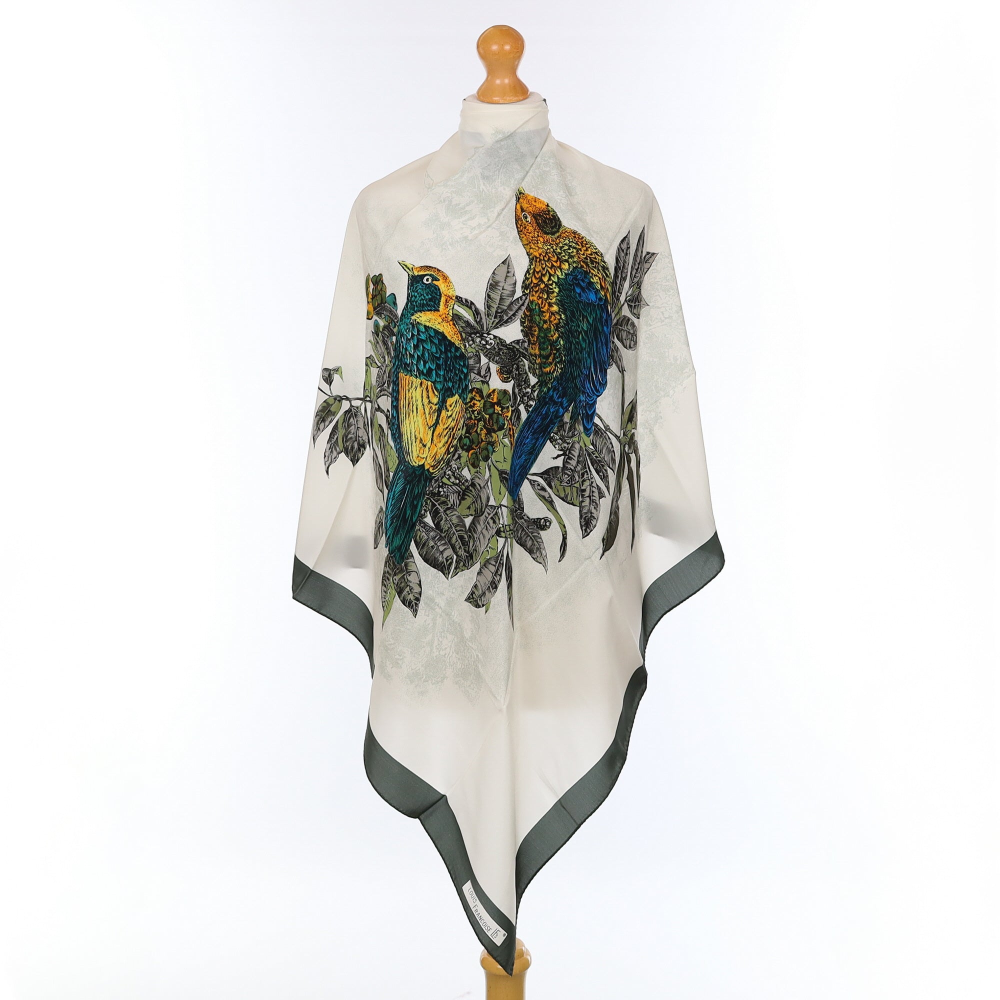 Brand New Boxed Emmanuelle Khanh Perching Birds Silk Scarf