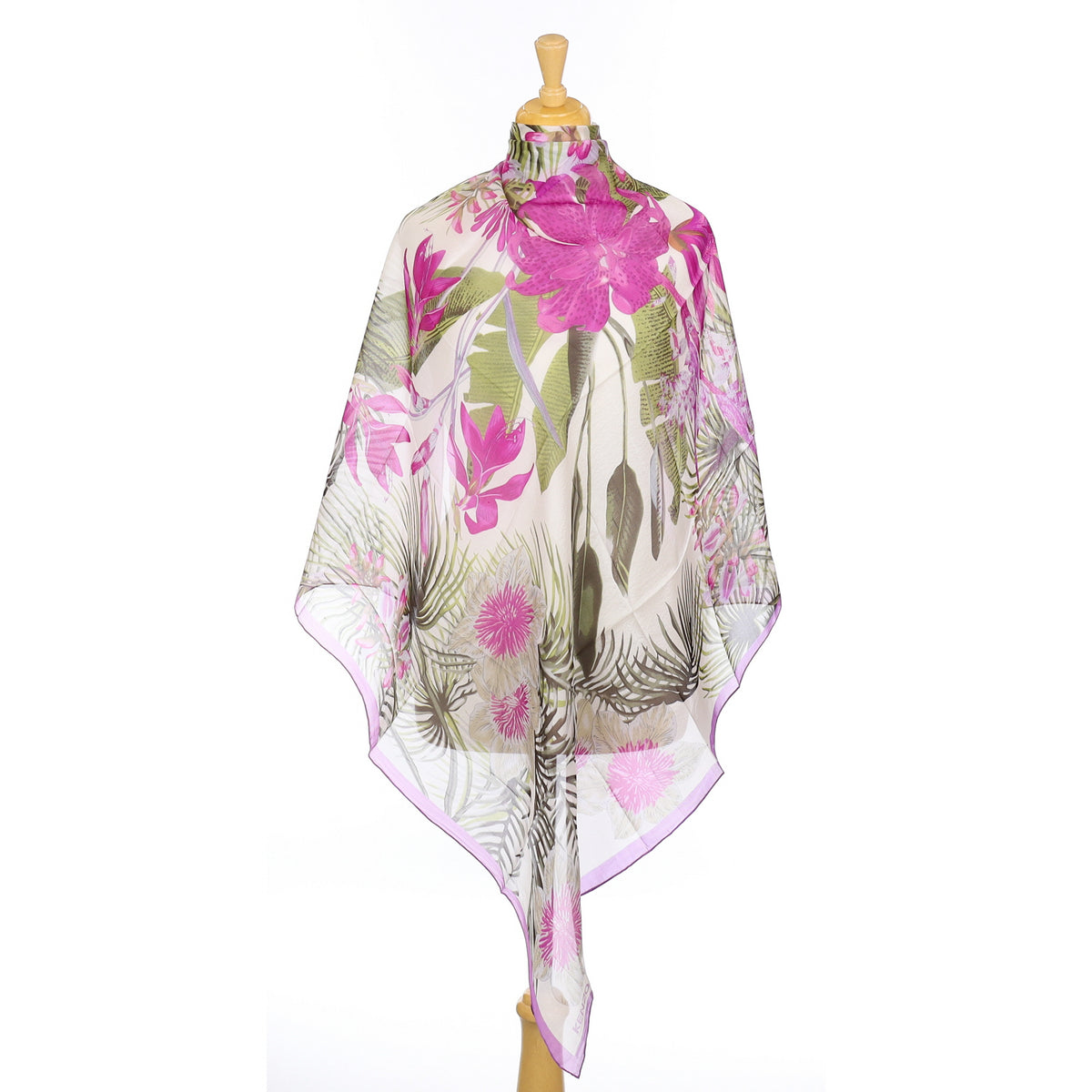 Brand New Kenzo Mauve Floral Silk Scarf