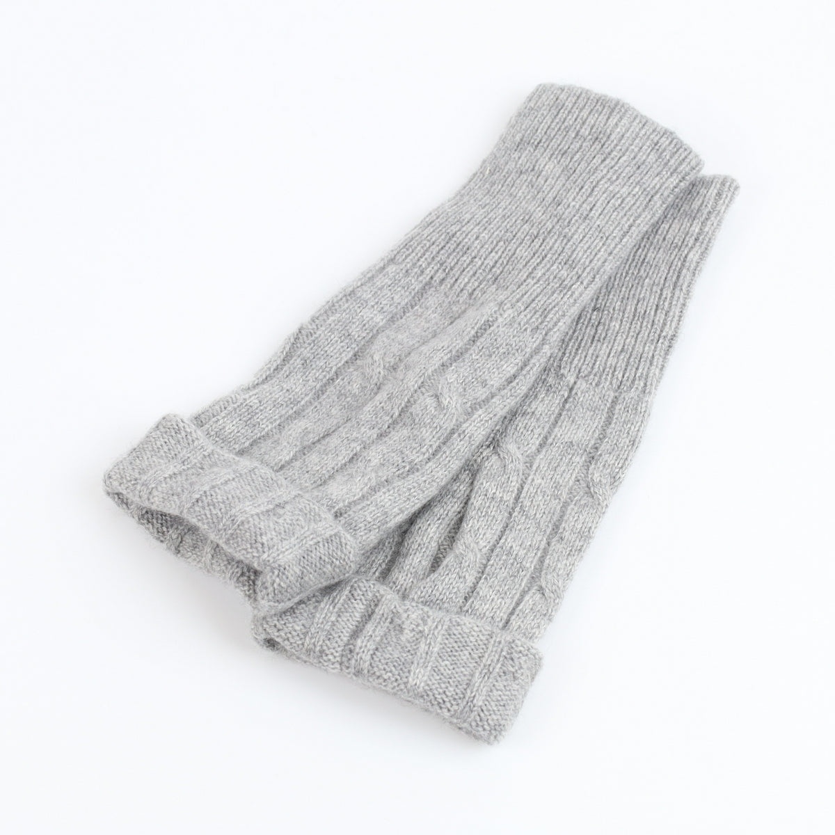Smoke Grey Chunky Cable Fingerless Gloves