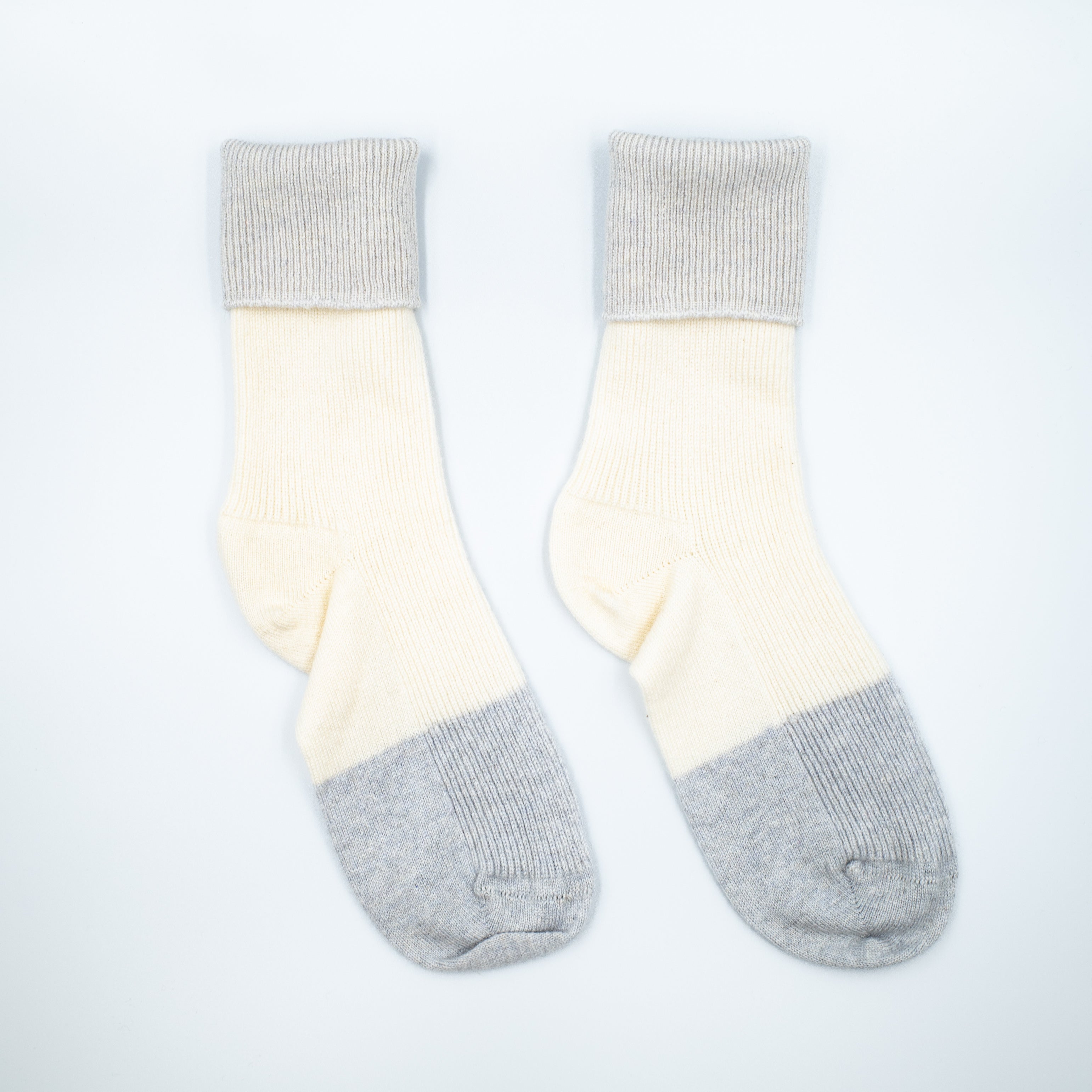 Cream and Grey Ladies Cashmere Every Day Socks