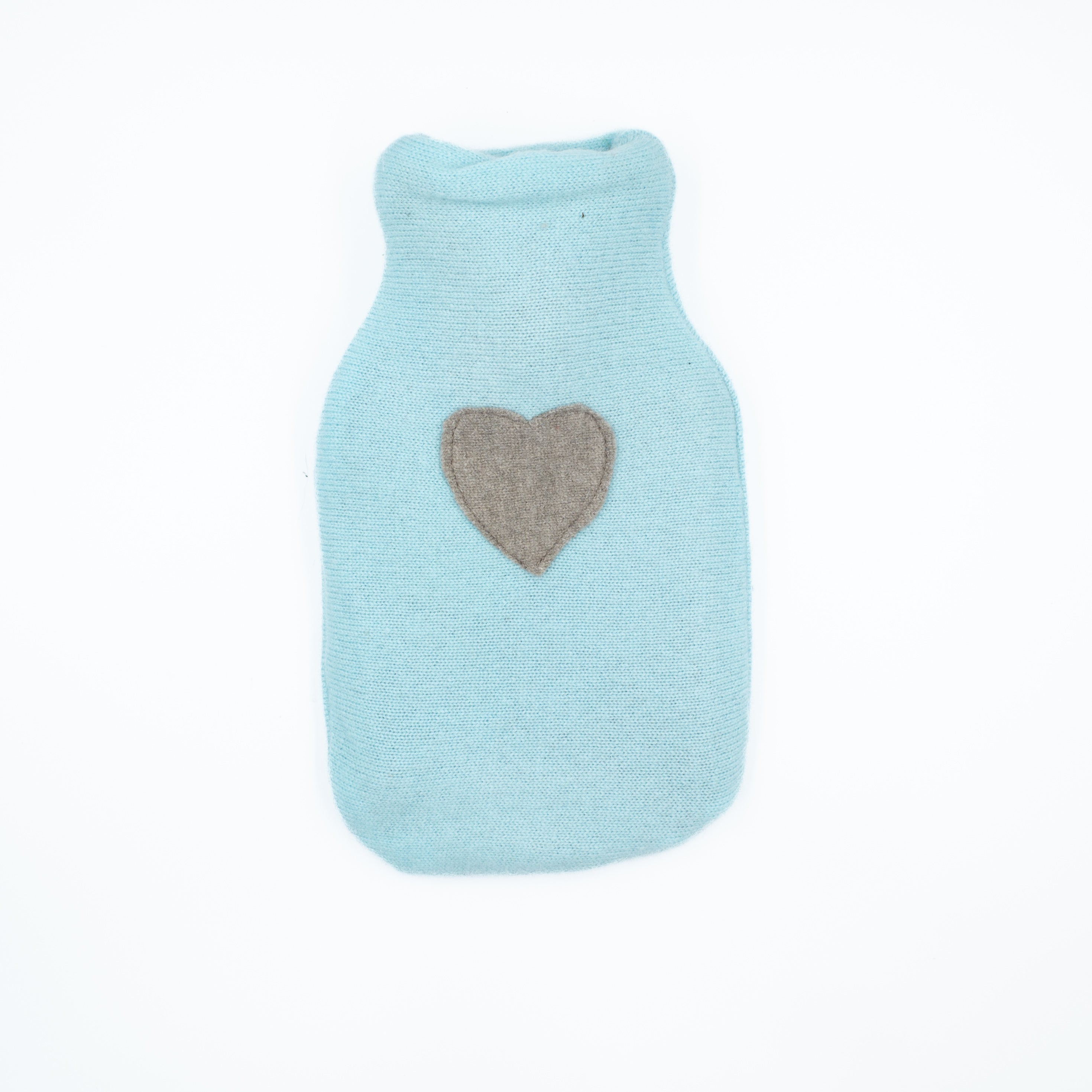 Aqua Blue and Mouse Brown Cashmere Small Hot Water Bottle